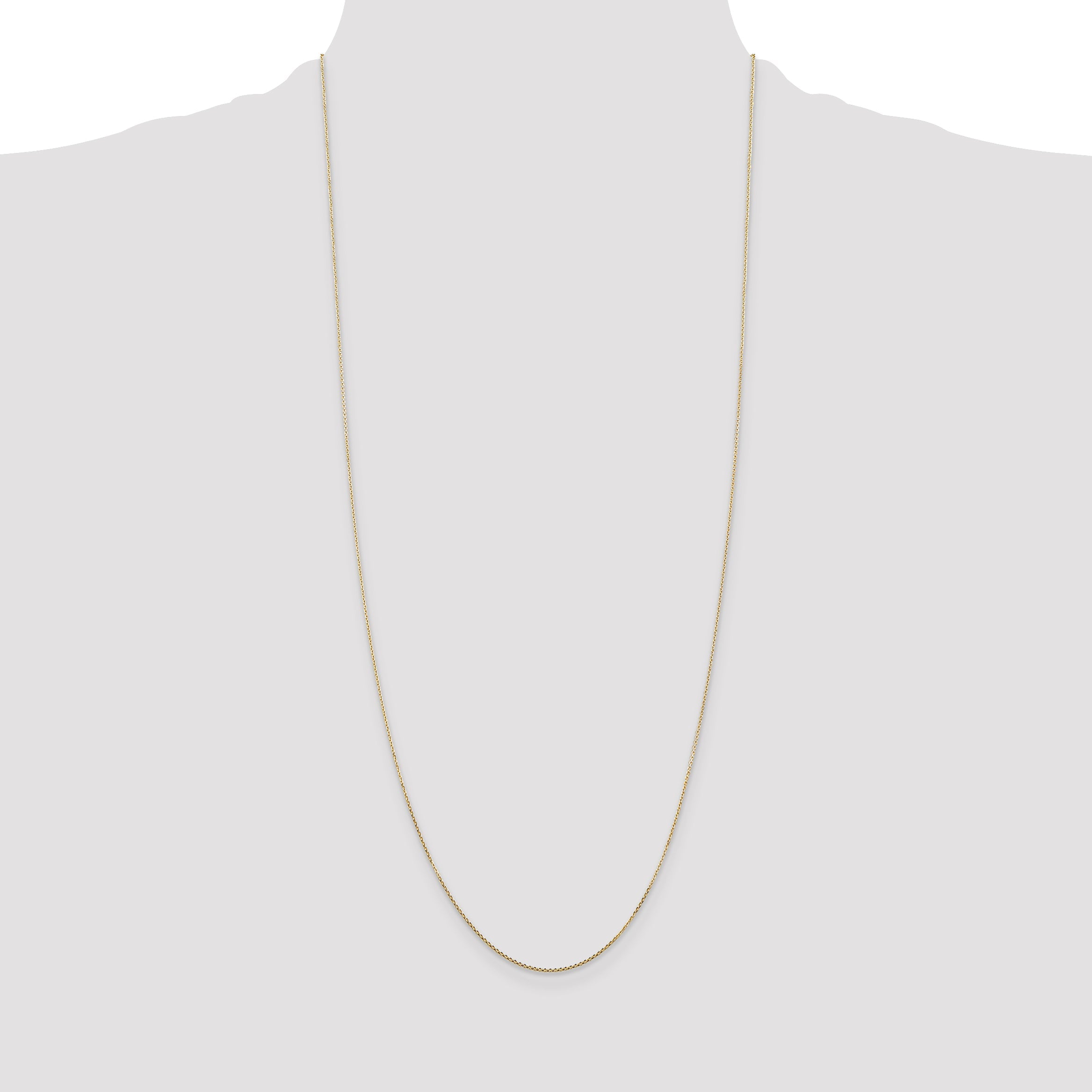 14K Yellow Gold 30 Inch .8mm Diamond-Cut Round Open Link Cable With Lobster Clasp Chain Necklace