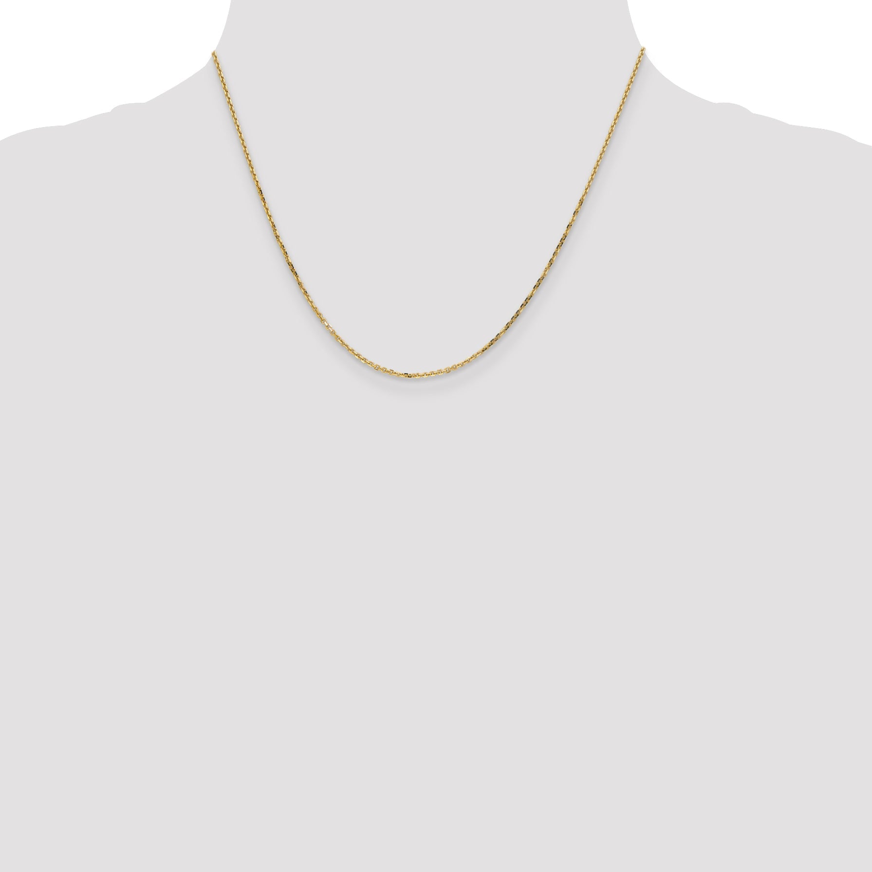 14K Yellow Gold 18 Inch 1.4mm Diamond-Cut Round Open Link Cable With Lobster Clasp Chain Necklace