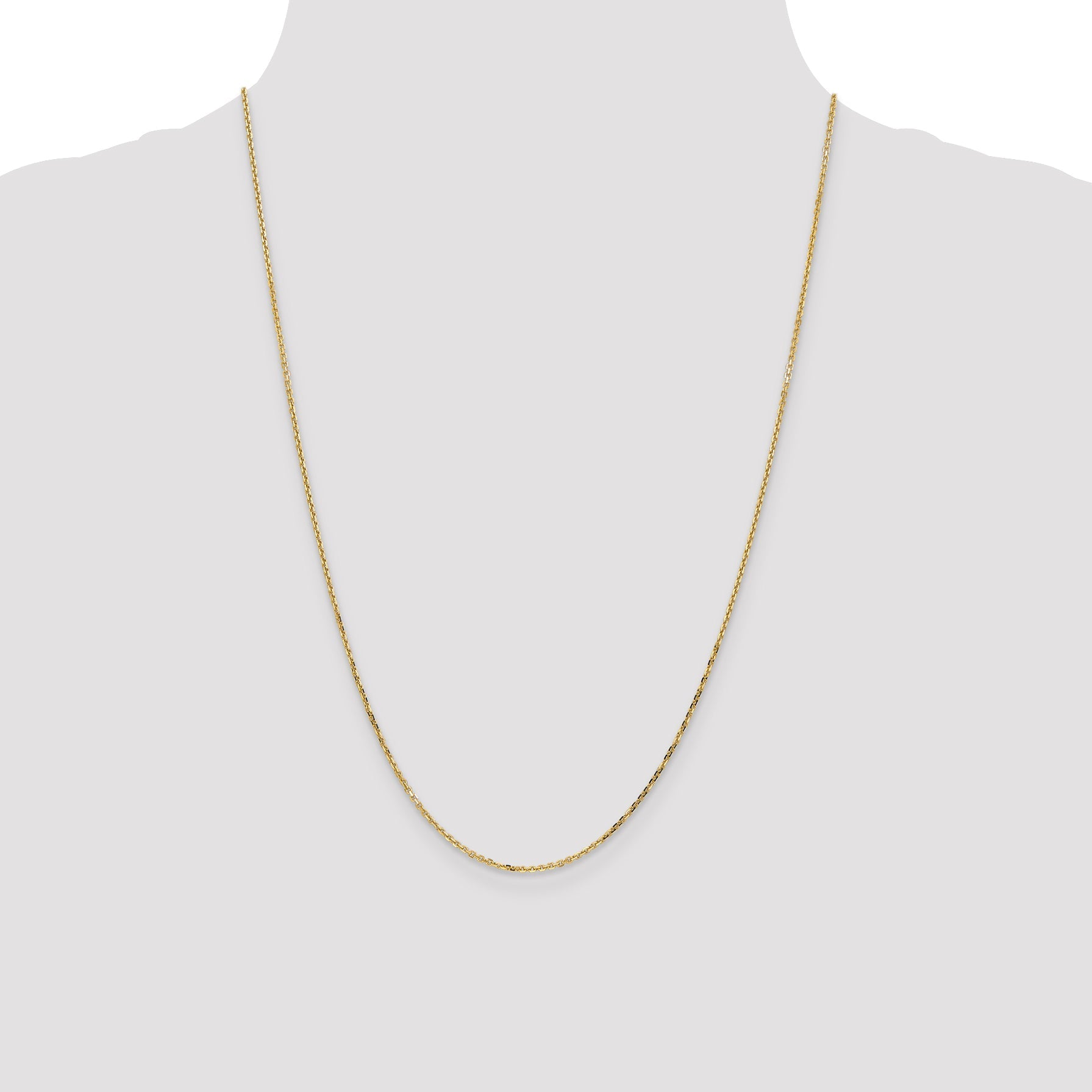 14K Yellow Gold 24 Inch 1.4mm Diamond-Cut Round Open Link Cable With Lobster Clasp Chain Necklace