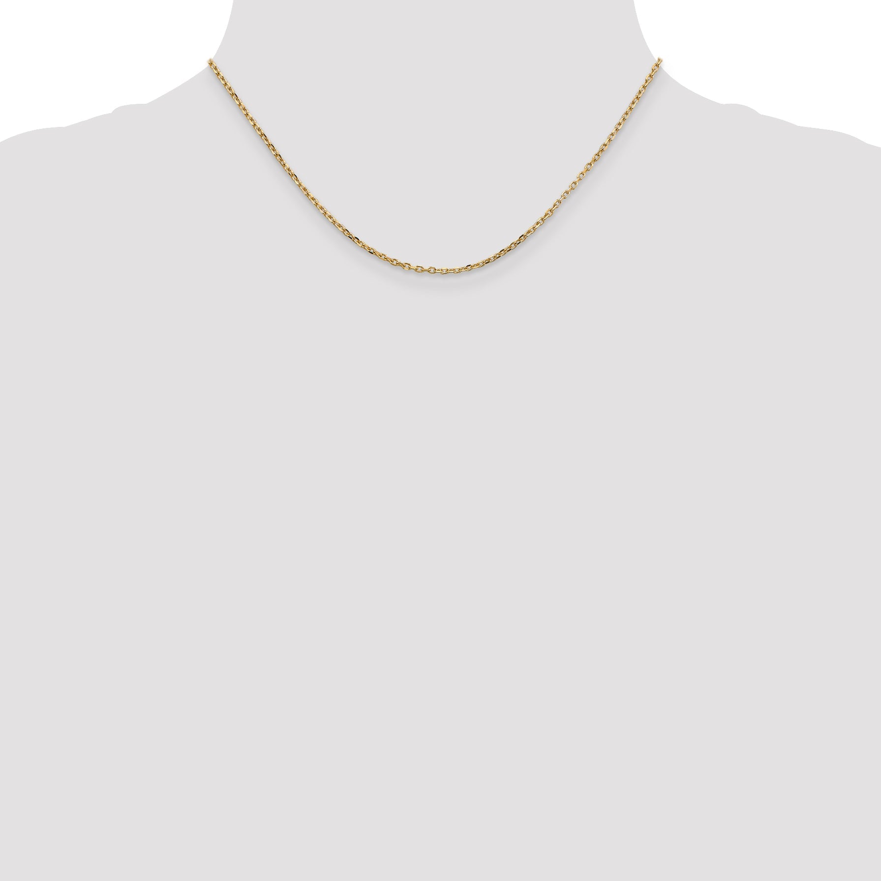 14K Yellow Gold 16 Inch 1.8mm Diamond-Cut Round Open Link Cable With Lobster Clasp Chain Necklace