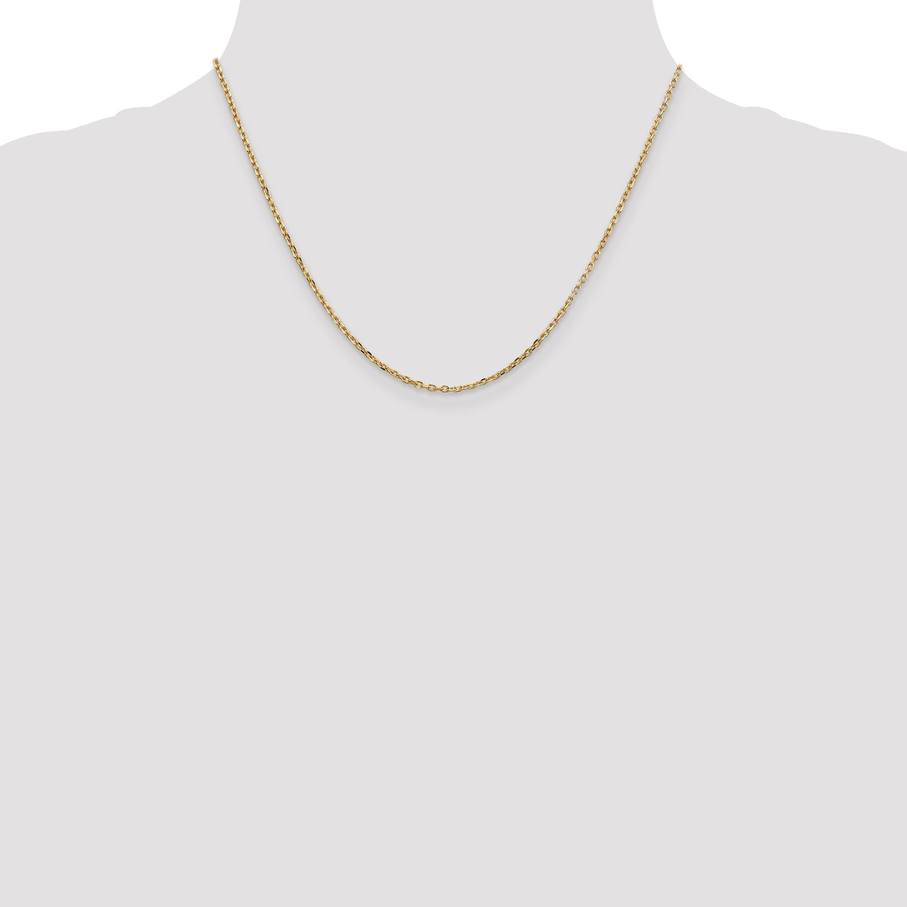 14K Yellow Gold 18 Inch 1.8mm Diamond-Cut Round Open Link Cable With Lobster Clasp Chain Necklace