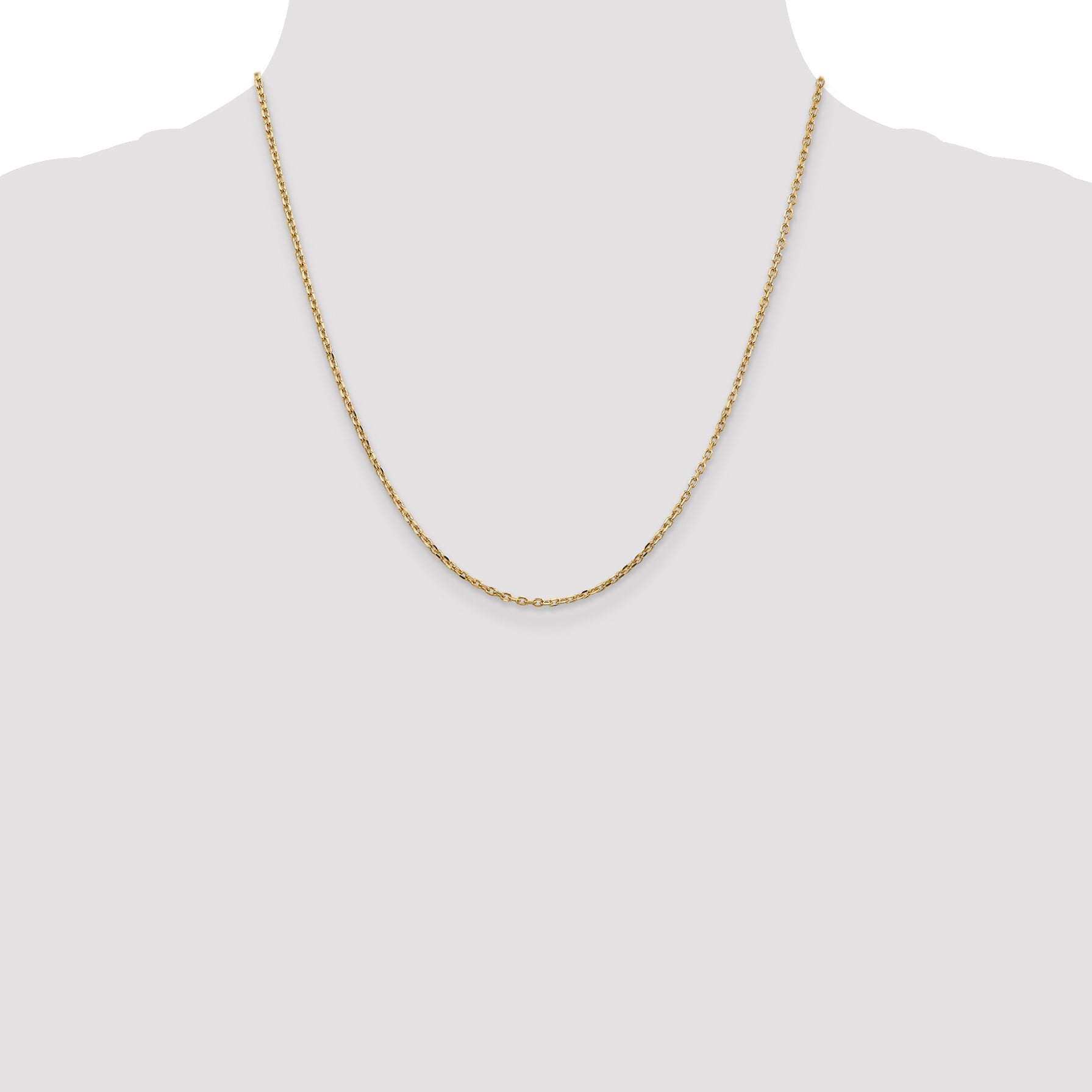 14K Yellow Gold 20 Inch 1.8mm Diamond-Cut Round Open Link Cable With Lobster Clasp Chain Necklace