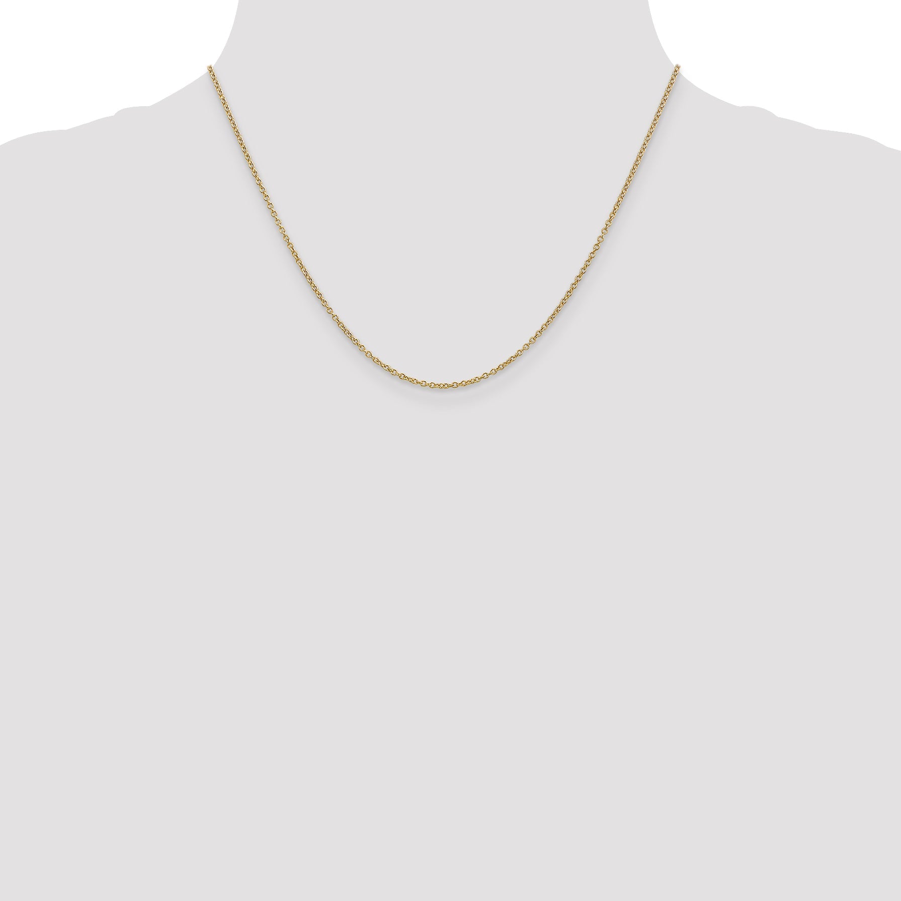 14K Yellow Gold 18 Inch 1.4mm Round Open Wide Link Cable With Lobster Clasp Chain Necklace