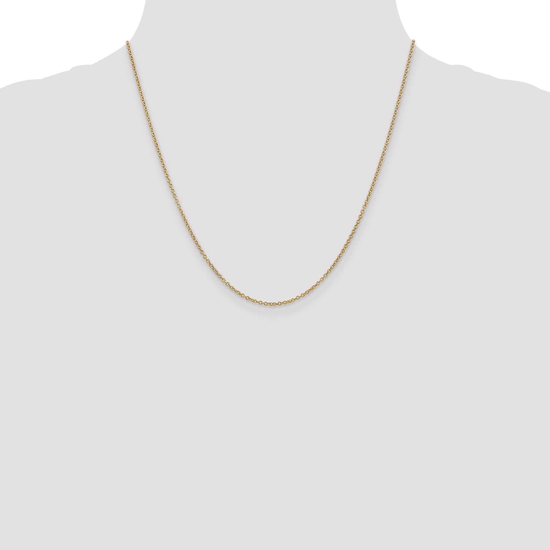 14K Yellow Gold 20 Inch 1.4mm Round Open Wide Link Cable With Lobster Clasp Chain Necklace