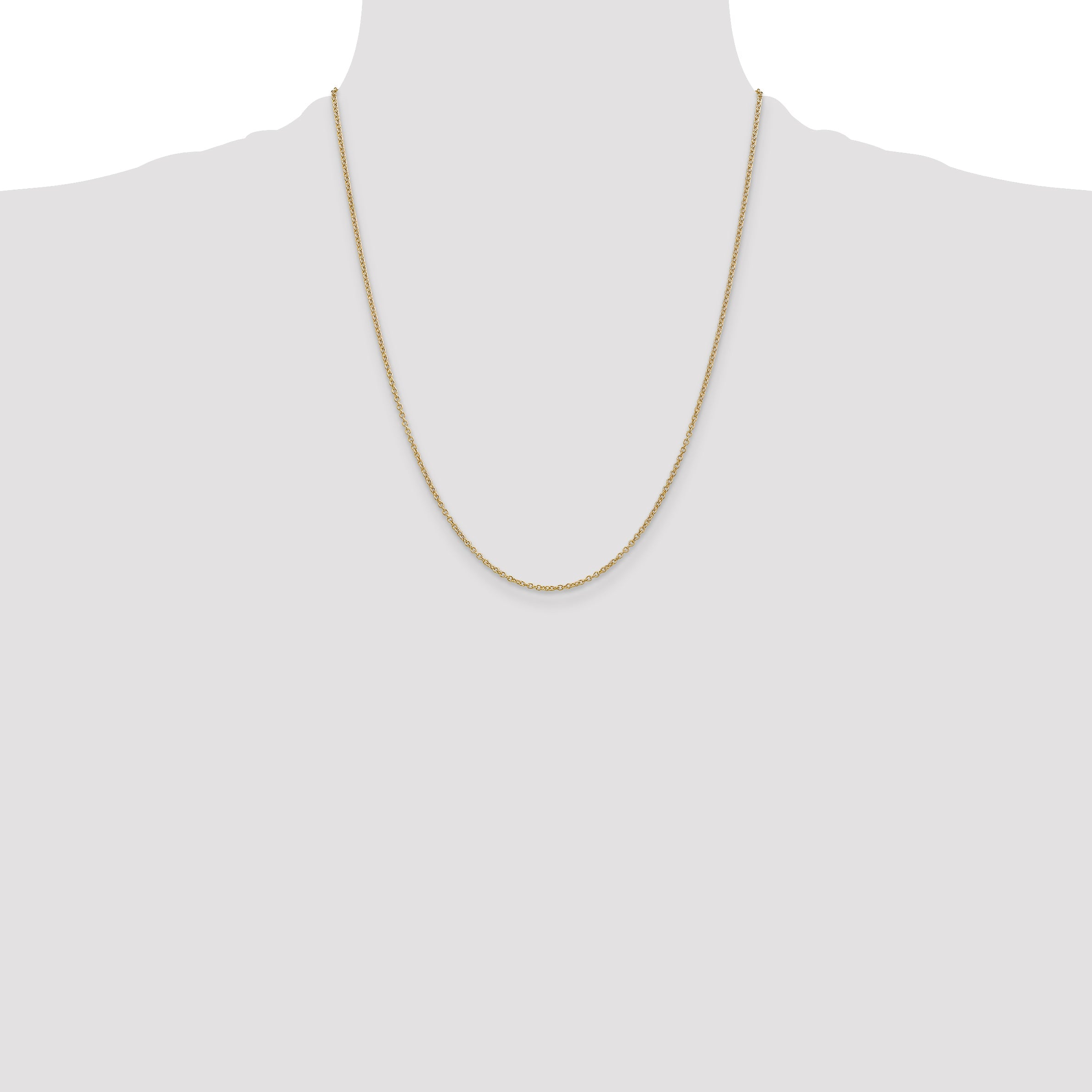 14K Yellow Gold 22 Inch 1.4mm Round Open Wide Link Cable With Lobster Clasp Chain Necklace