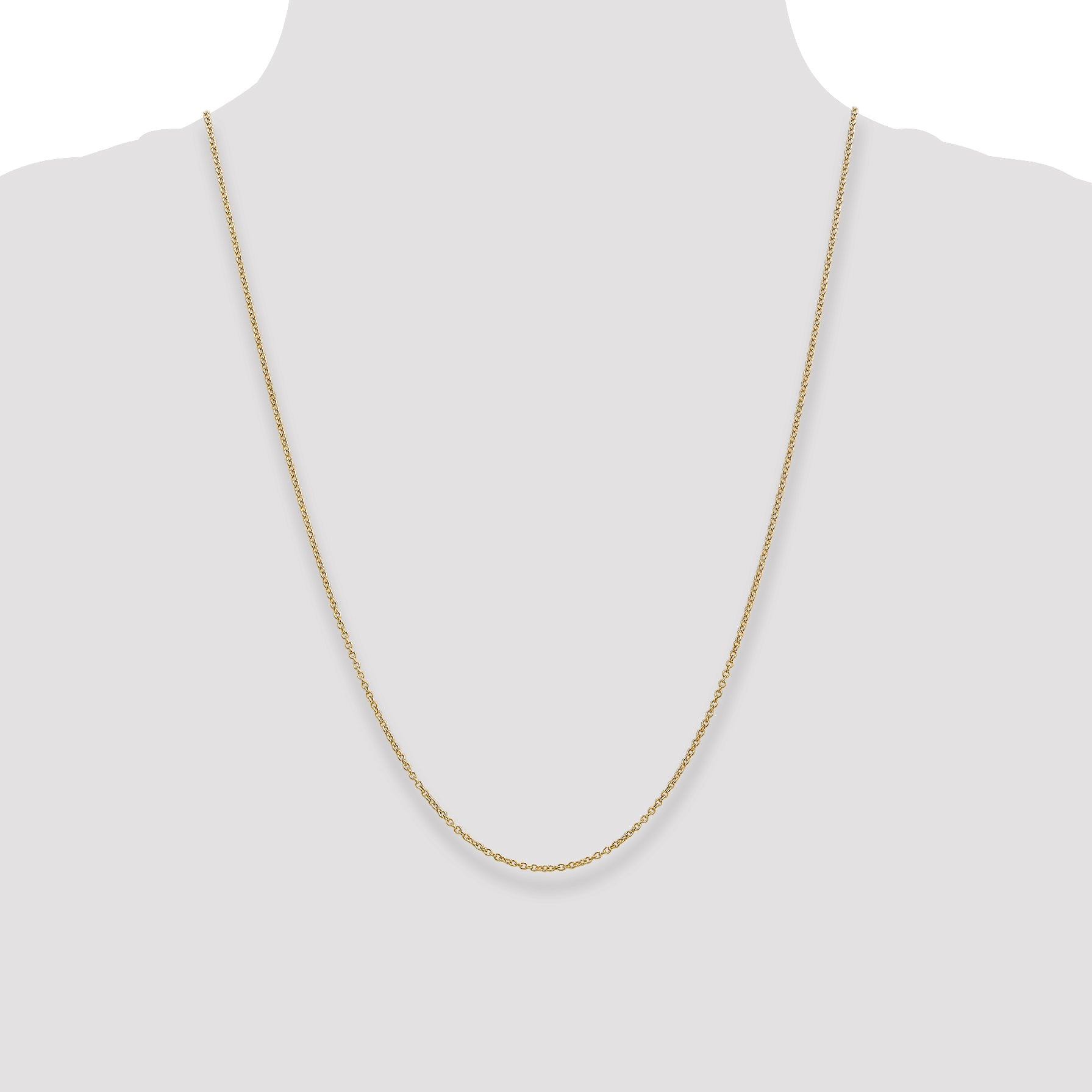 14K Yellow Gold 24 Inch 1.4mm Round Open Wide Link Cable With Lobster Clasp Chain Necklace