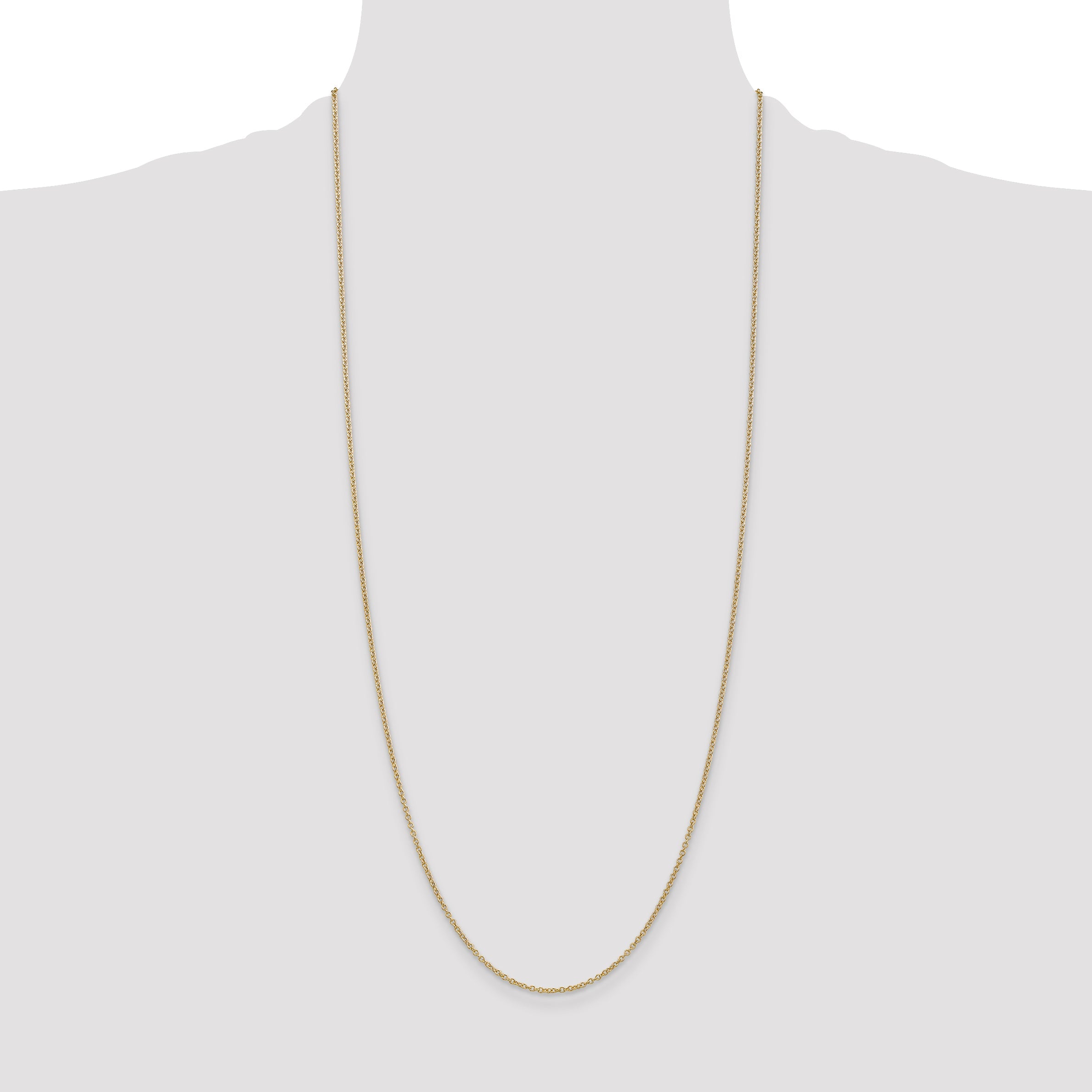 14K Yellow Gold 30 Inch 1.4mm Round Open Wide Link Cable With Lobster Clasp Chain Necklace