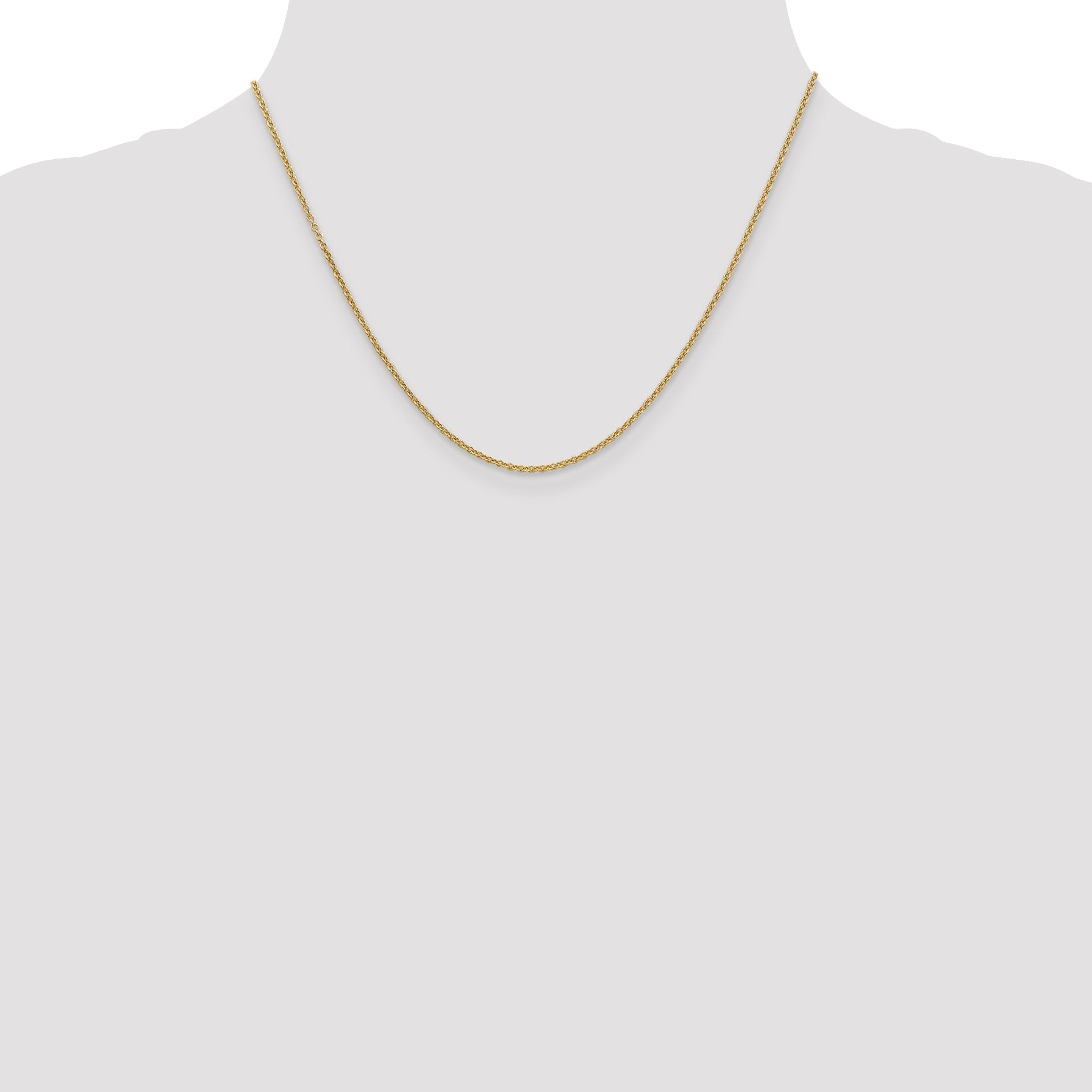14K Yellow Gold 18 Inch 1.6mm Round Open Link Cable With Lobster Clasp Chain Necklace