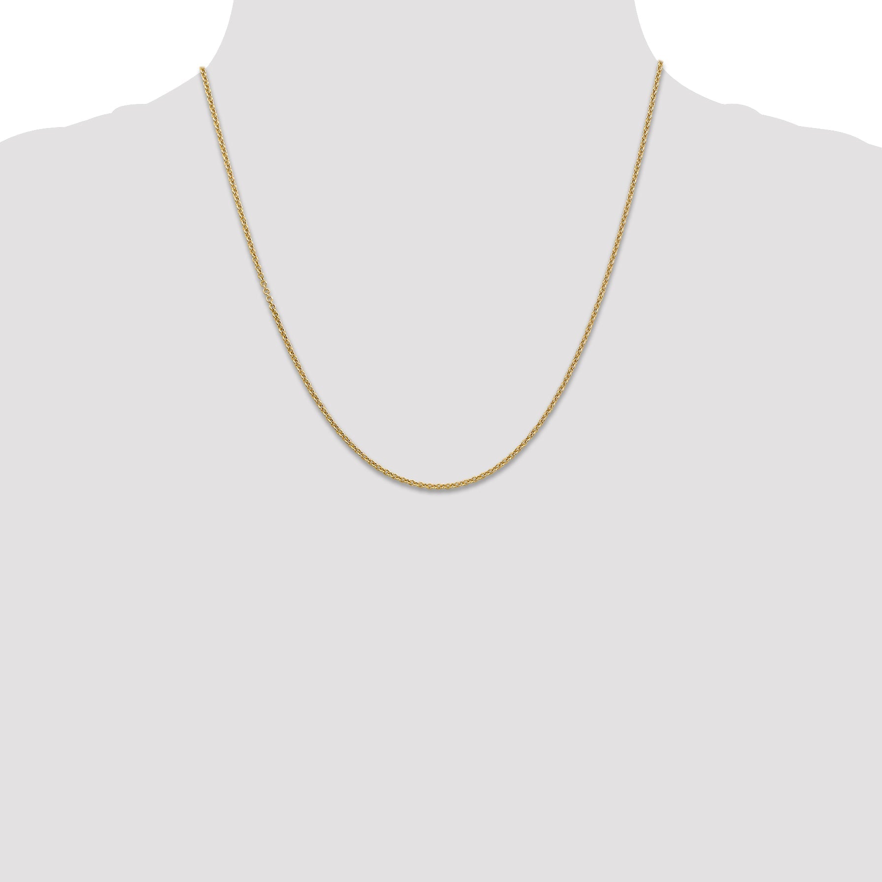 14K Yellow Gold 20 Inch 1.6mm Round Open Link Cable With Lobster Clasp Chain Necklace