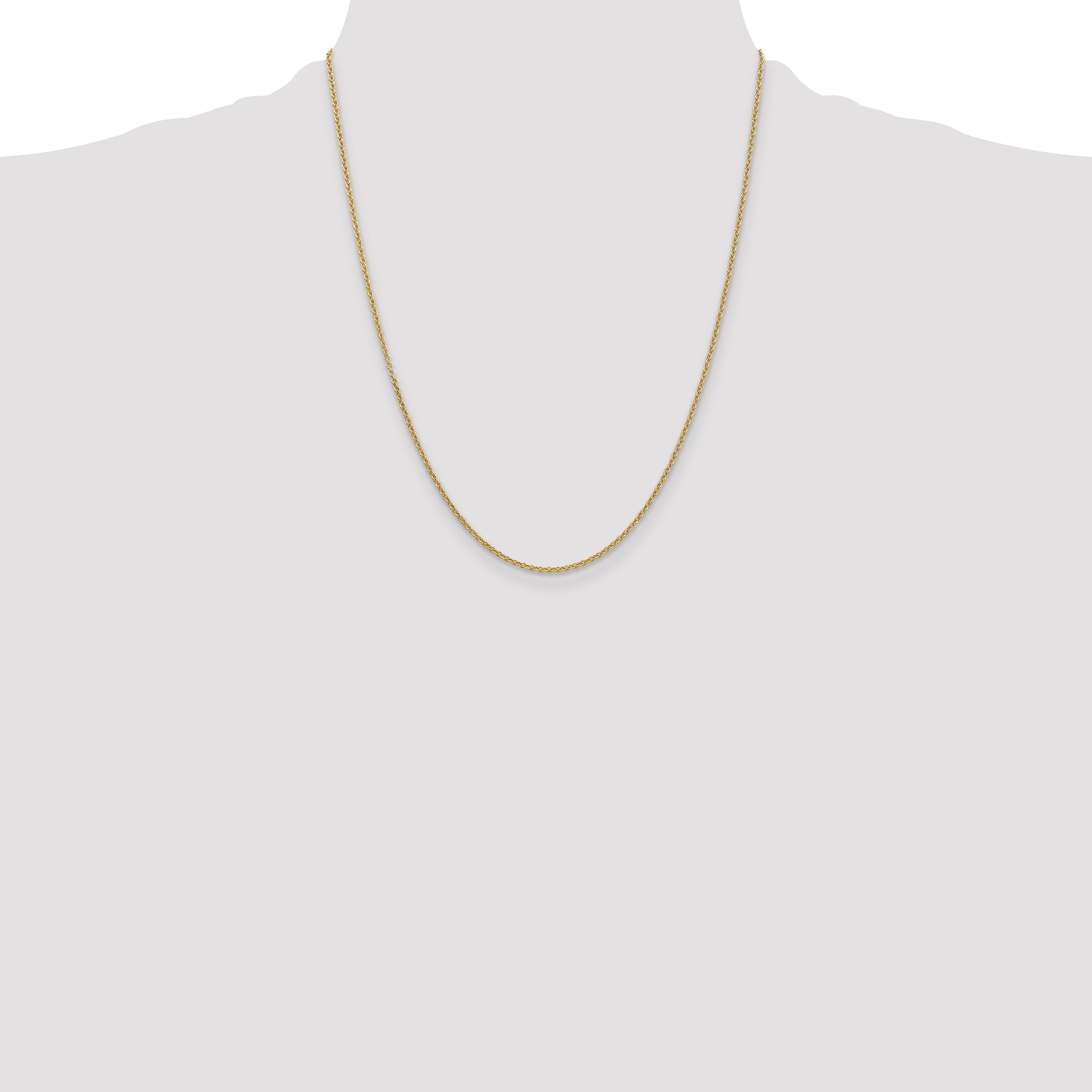 14K Yellow Gold 22 Inch 1.6mm Round Open Link Cable With Lobster Clasp Chain Necklace