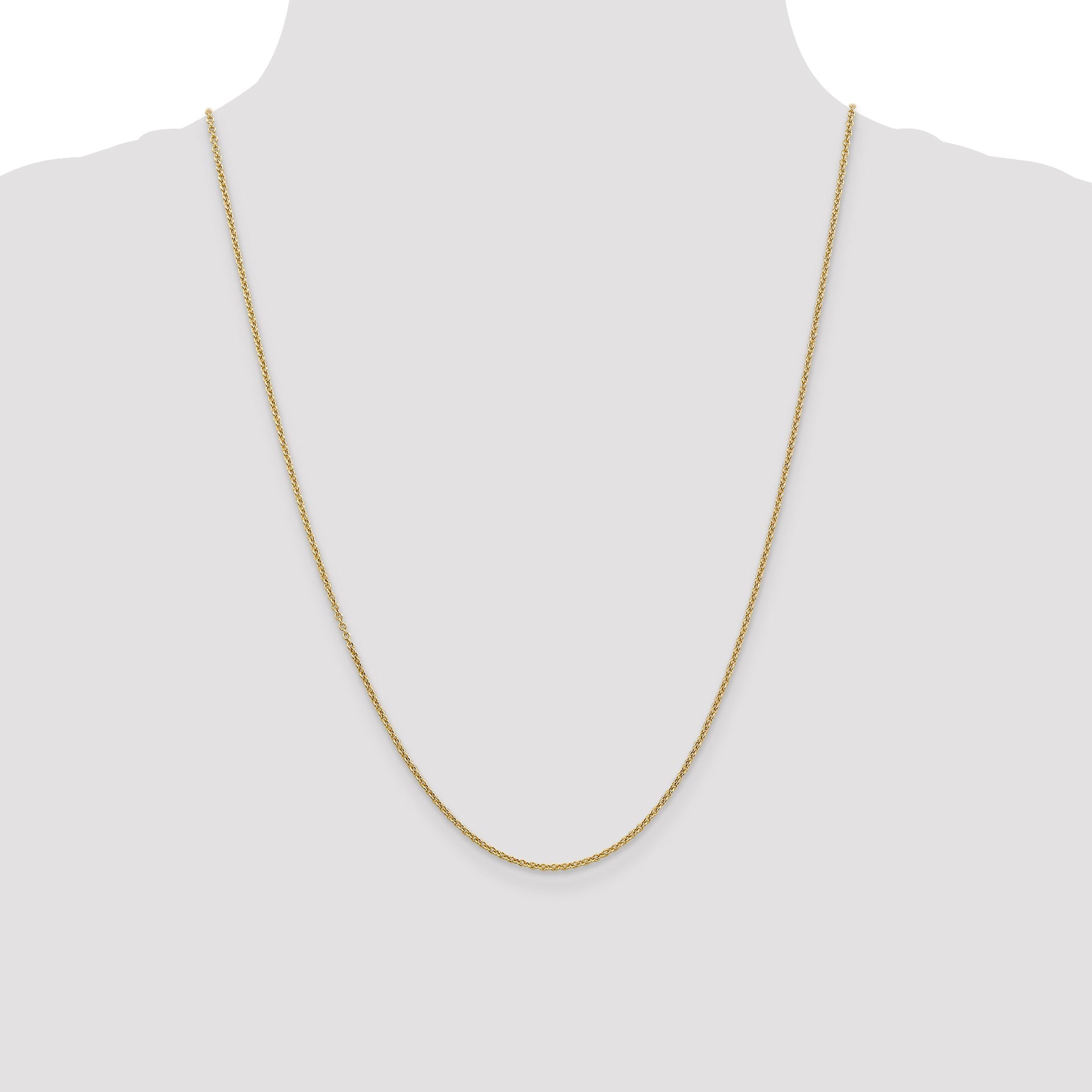 14K Yellow Gold 24 Inch 1.6mm Round Open Link Cable With Lobster Clasp Chain Necklace