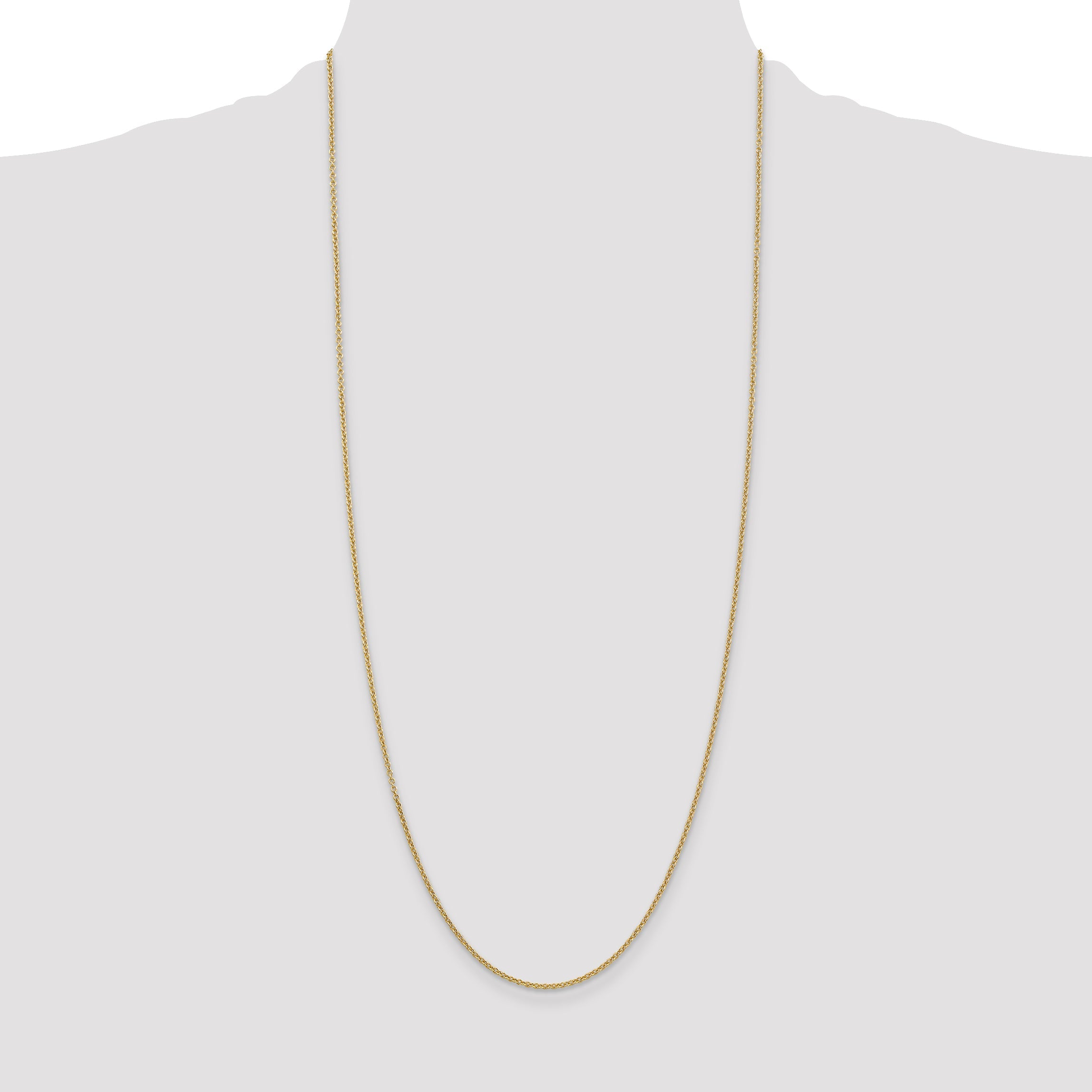 14K Yellow Gold 30 Inch 1.6mm Round Open Link Cable With Lobster Clasp Chain Necklace
