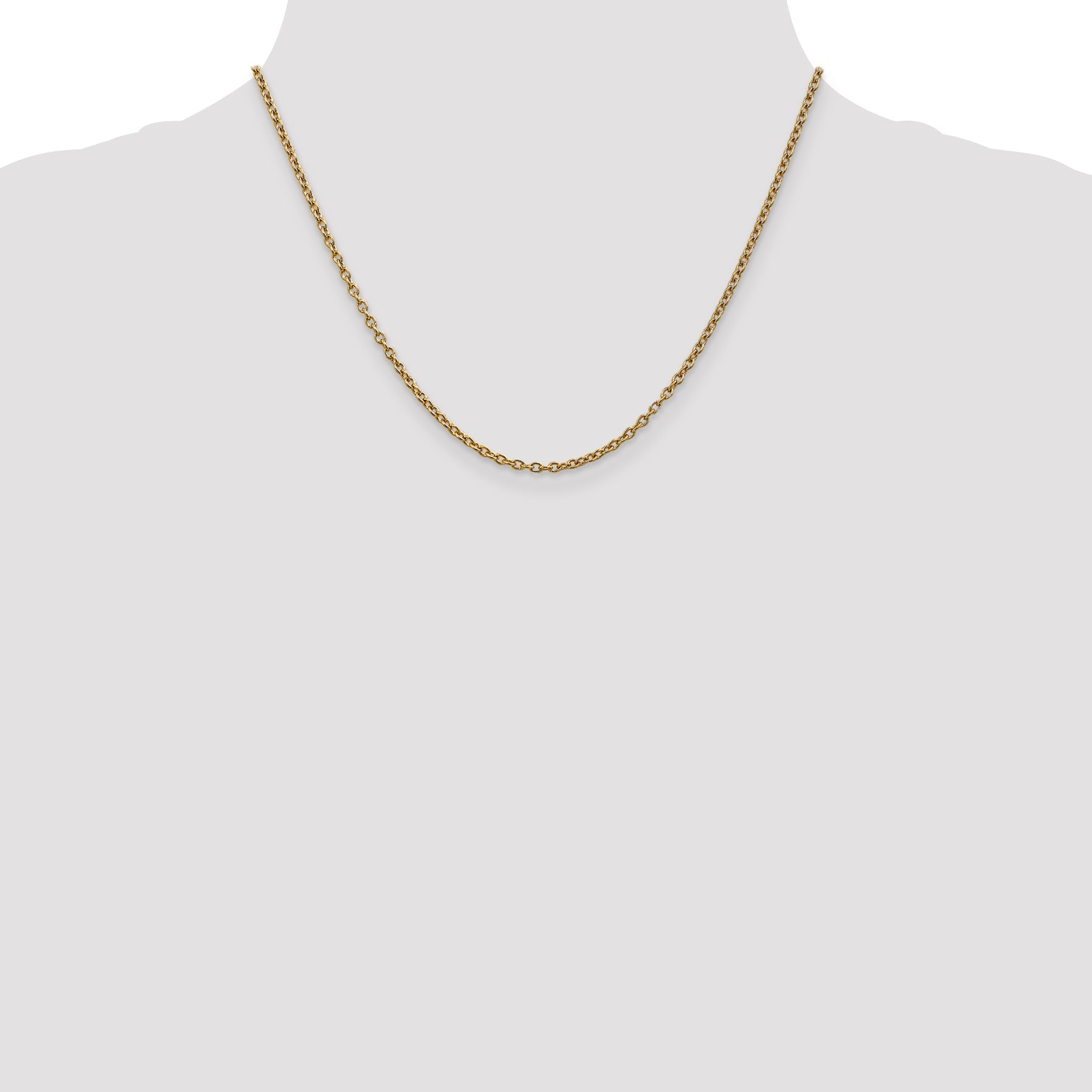 14K Yellow Gold 18 Inch 2.4mm Round Open Link Cable With Lobster Clasp Chain Necklace