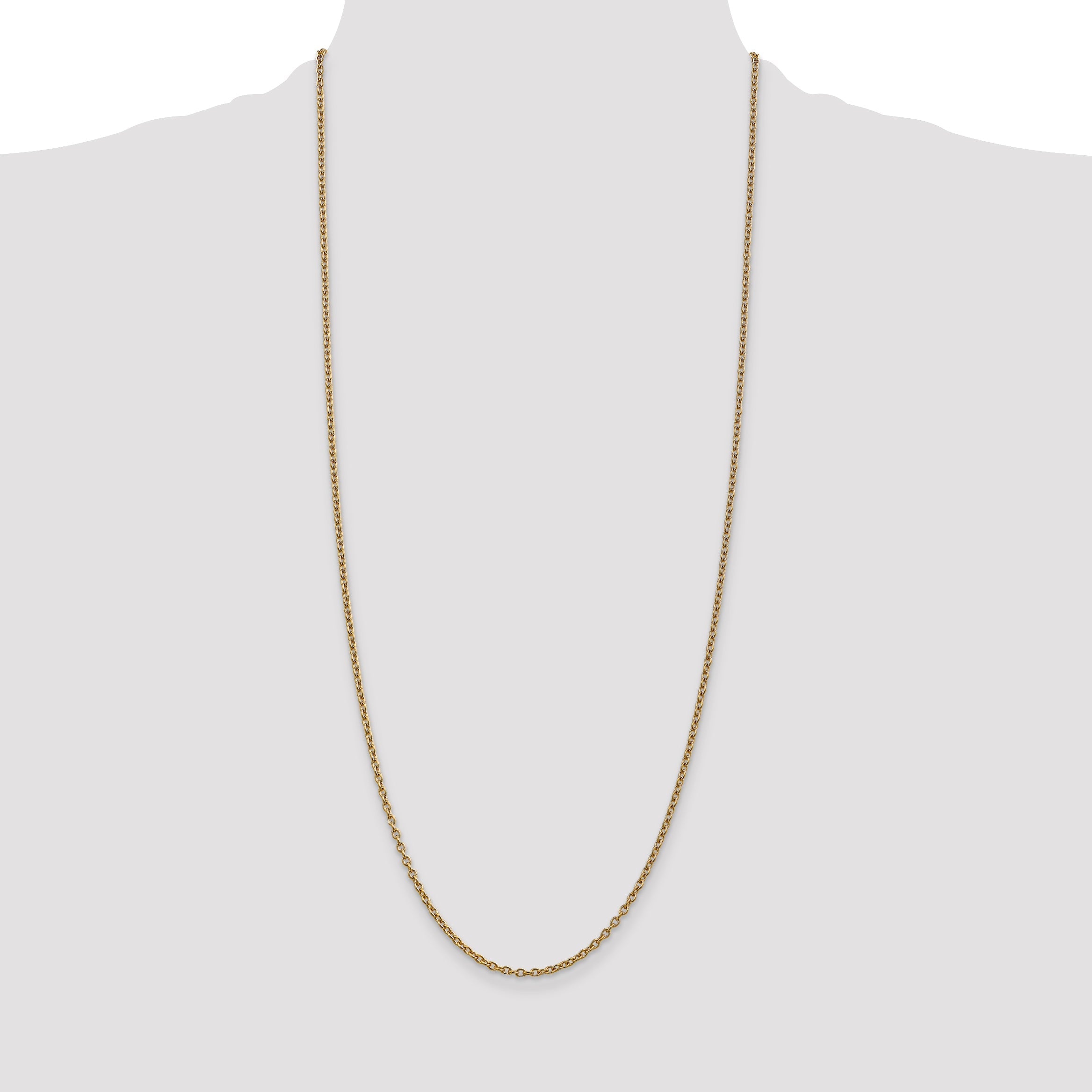 14K Yellow Gold 30 Inch 2.4mm Round Open Link Cable With Lobster Clasp Chain Necklace