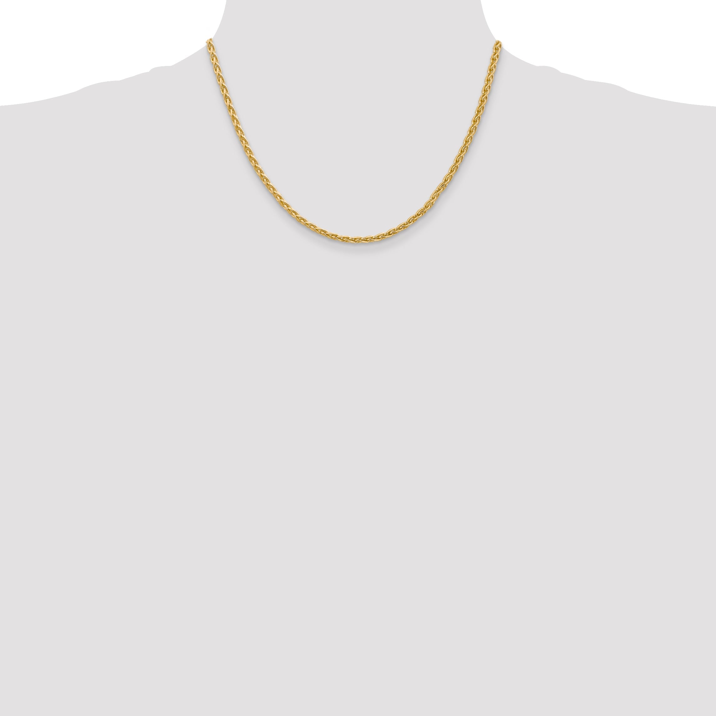 14K Yellow Gold 18 Inch 3mm Parisian Wheat With Lobster Clasp Chain Necklace