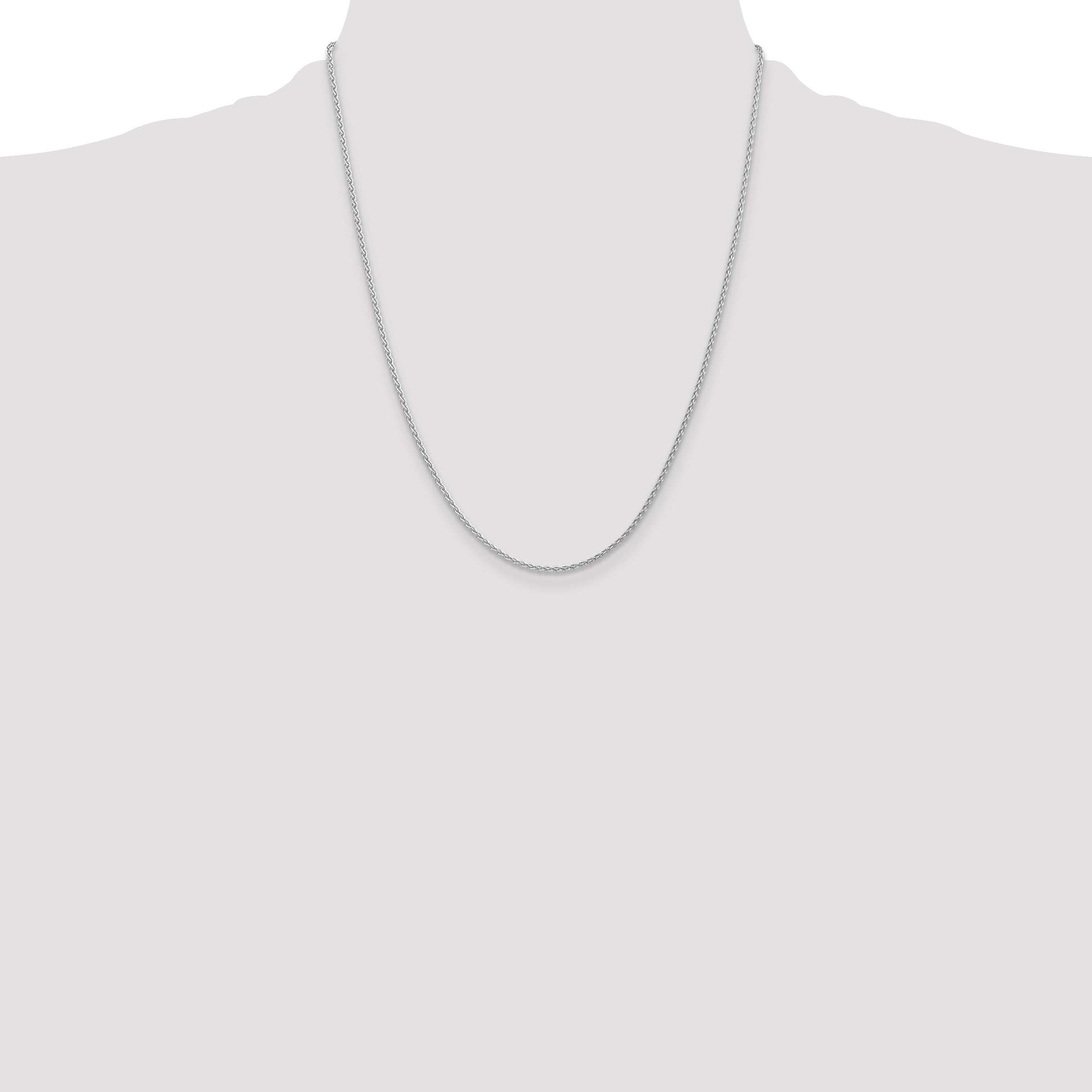 14K White Gold 22 Inch 1.75mm Parisian Wheat With Lobster Clasp Chain Necklace