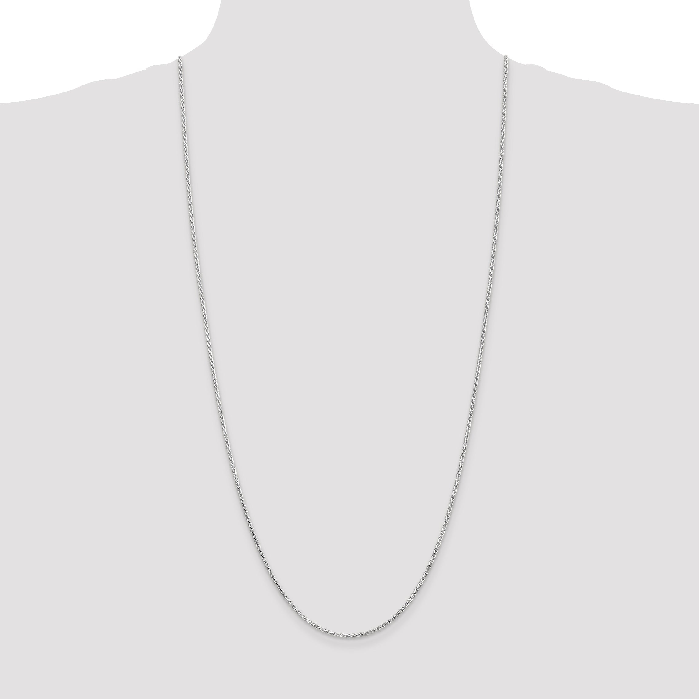 14K White Gold 30 Inch 1.9mm Diamond-Cut Parisian Wheat With Lobster Clasp Chain Necklace