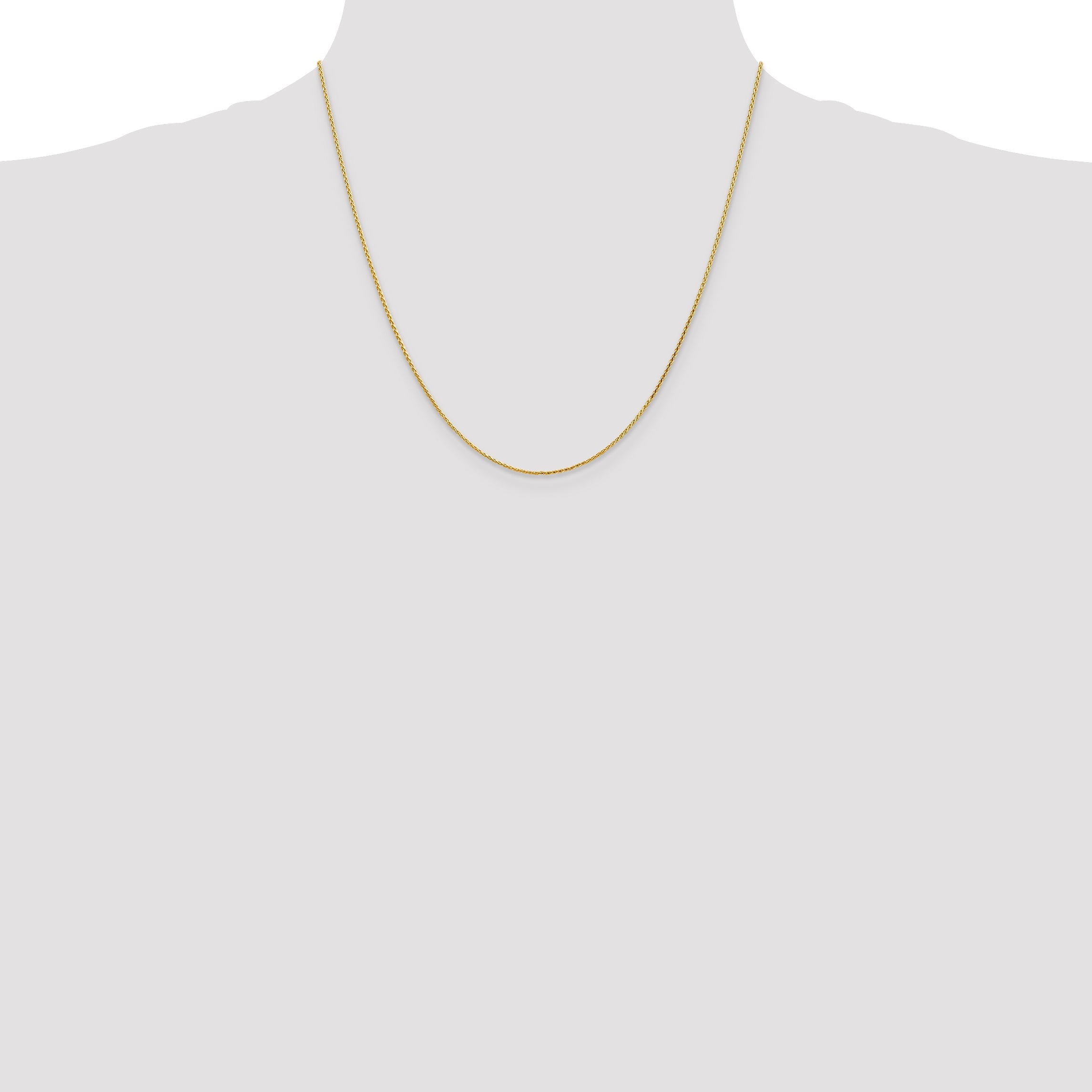 14K Yellow Gold 20 Inch 1mm Diamond-Cut Parisian Wheat With Lobster Clasp Chain Necklace