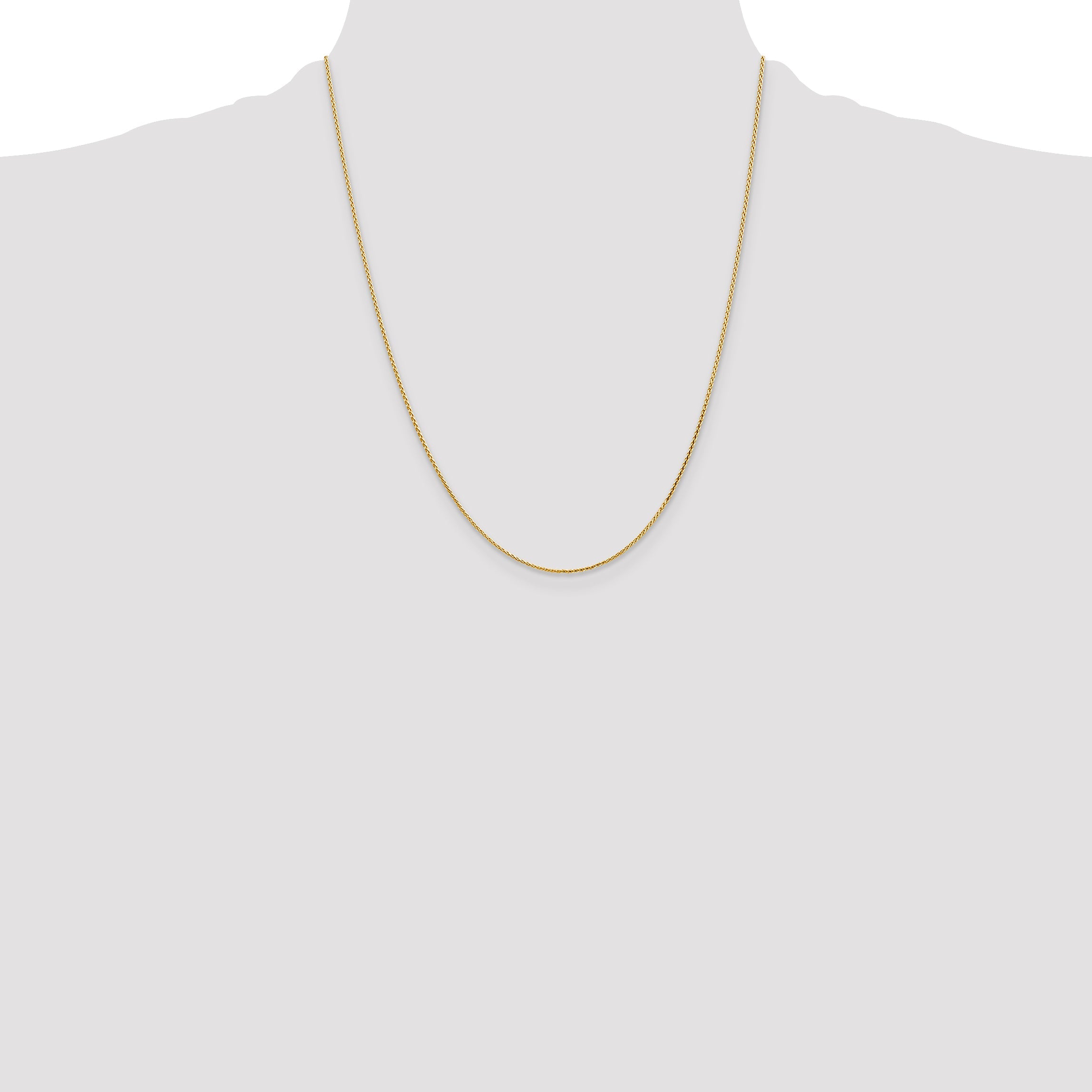 14K Yellow Gold 22 Inch 1mm Diamond-Cut Parisian Wheat With Lobster Clasp Chain Necklace