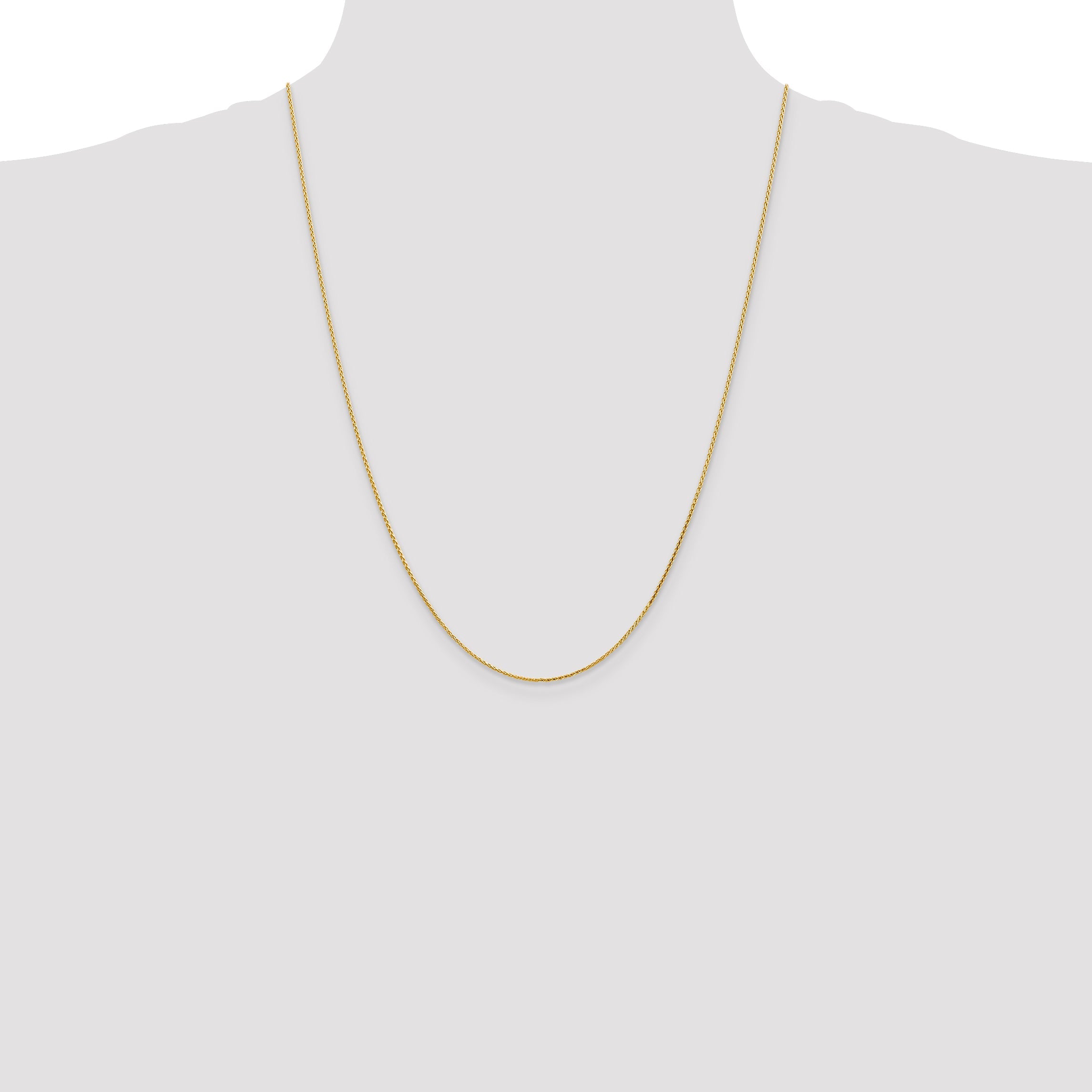14K Yellow Gold 24 Inch 1mm Diamond-Cut Parisian Wheat With Lobster Clasp Chain Necklace