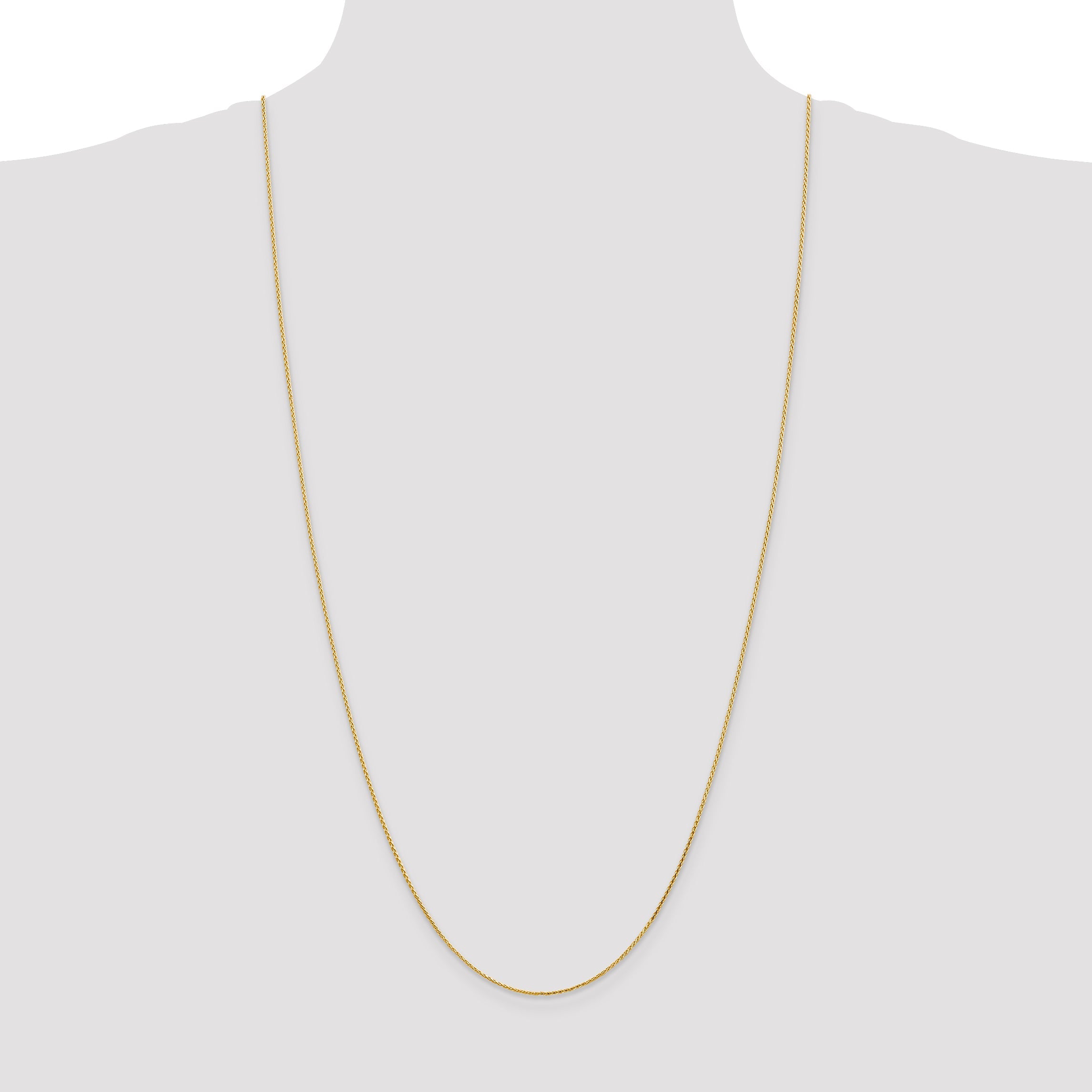 14K Yellow Gold 30 Inch 1mm Diamond-Cut Parisian Wheat With Lobster Clasp Chain Necklace