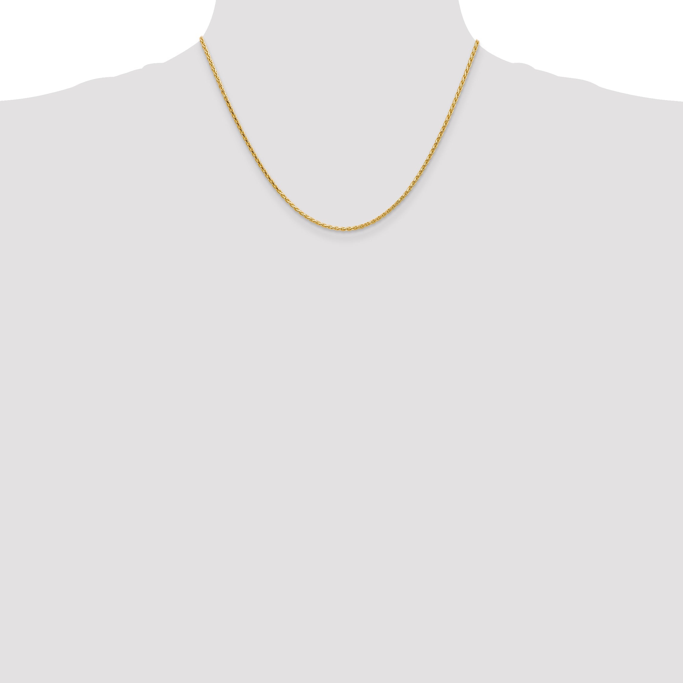 14K Yellow Gold 18 Inch 1.9mm Diamond-Cut Parisian Wheat With Lobster Clasp Chain Necklace