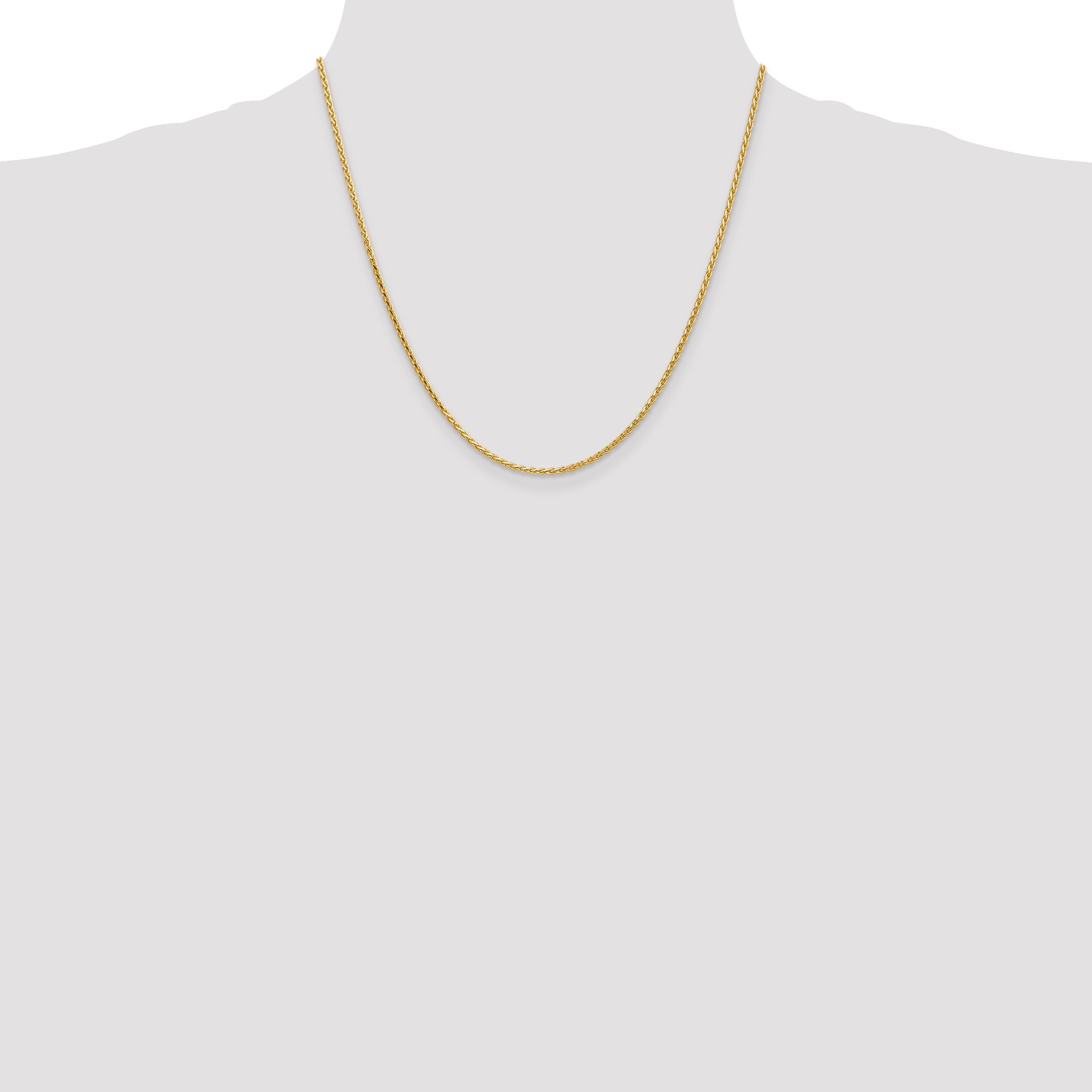 14K Yellow Gold 20 Inch 1.9mm Diamond-Cut Parisian Wheat With Lobster Clasp Chain Necklace
