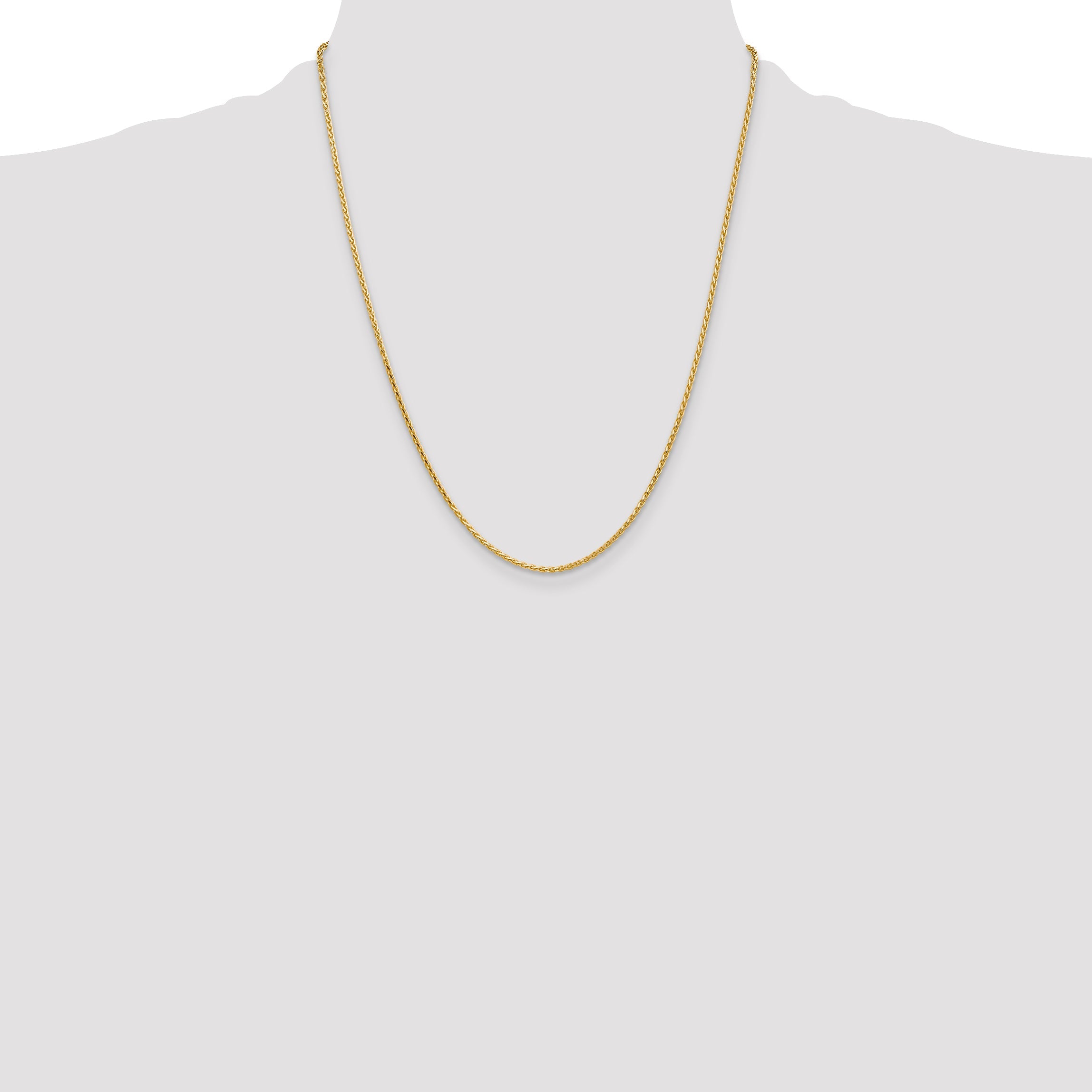 14K Yellow Gold 22 Inch 1.9mm Diamond-Cut Parisian Wheat With Lobster Clasp Chain Necklace