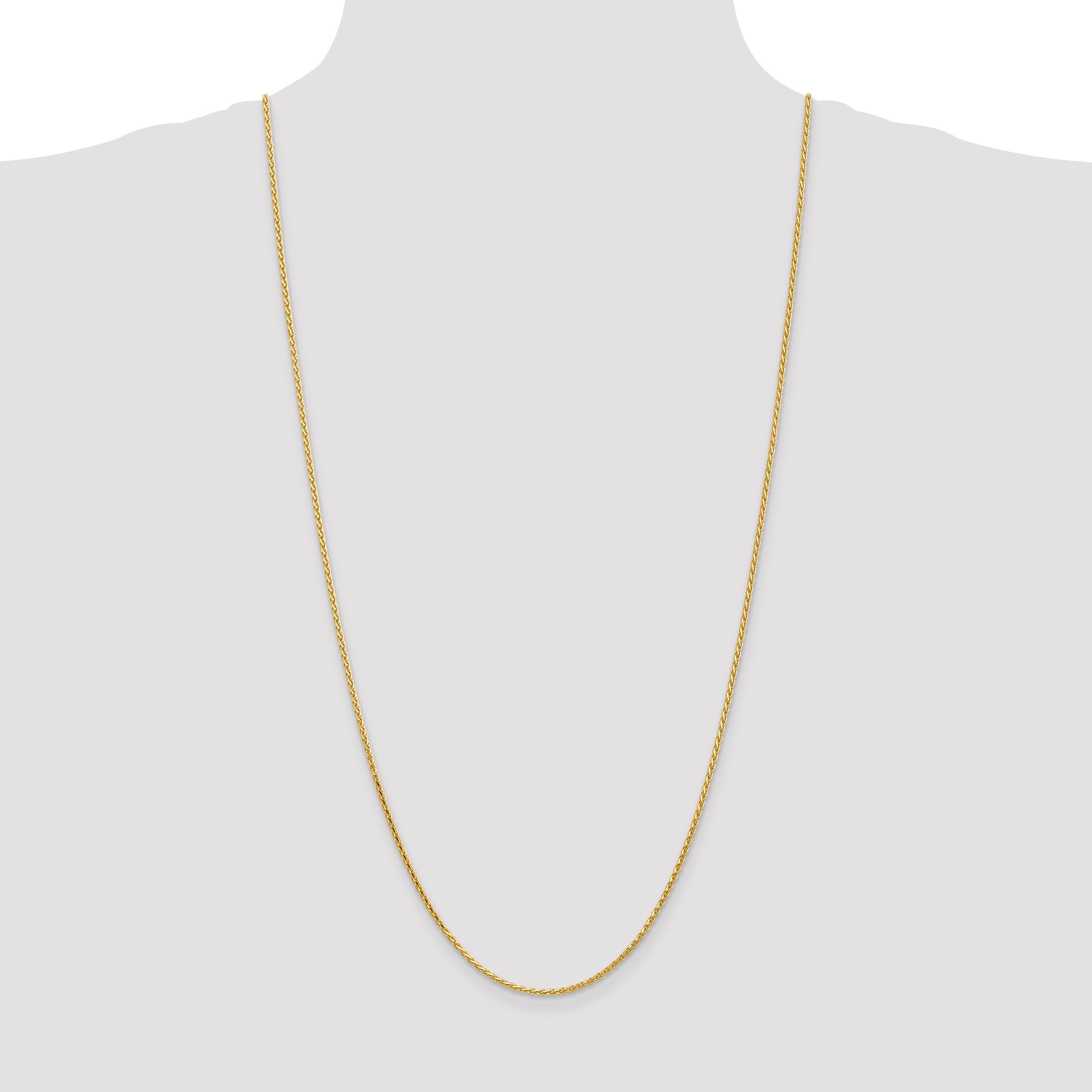 14K Yellow Gold 30 Inch 1.9mm Diamond-Cut Parisian Wheat With Lobster Clasp Chain Necklace