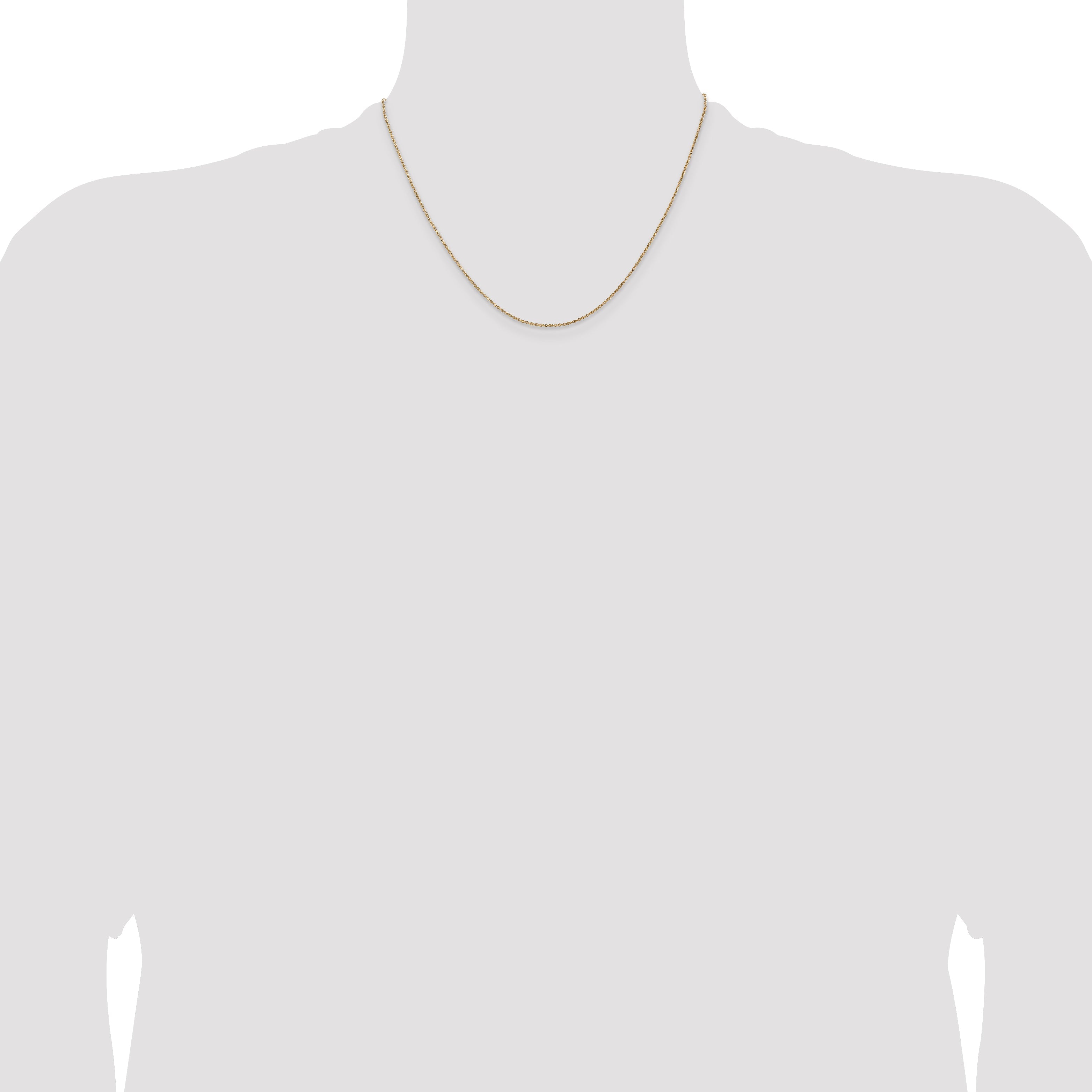 14K Yellow Gold 18 Inch .8mm Light Baby Rope With Spring Ring Clasp Chain Necklace