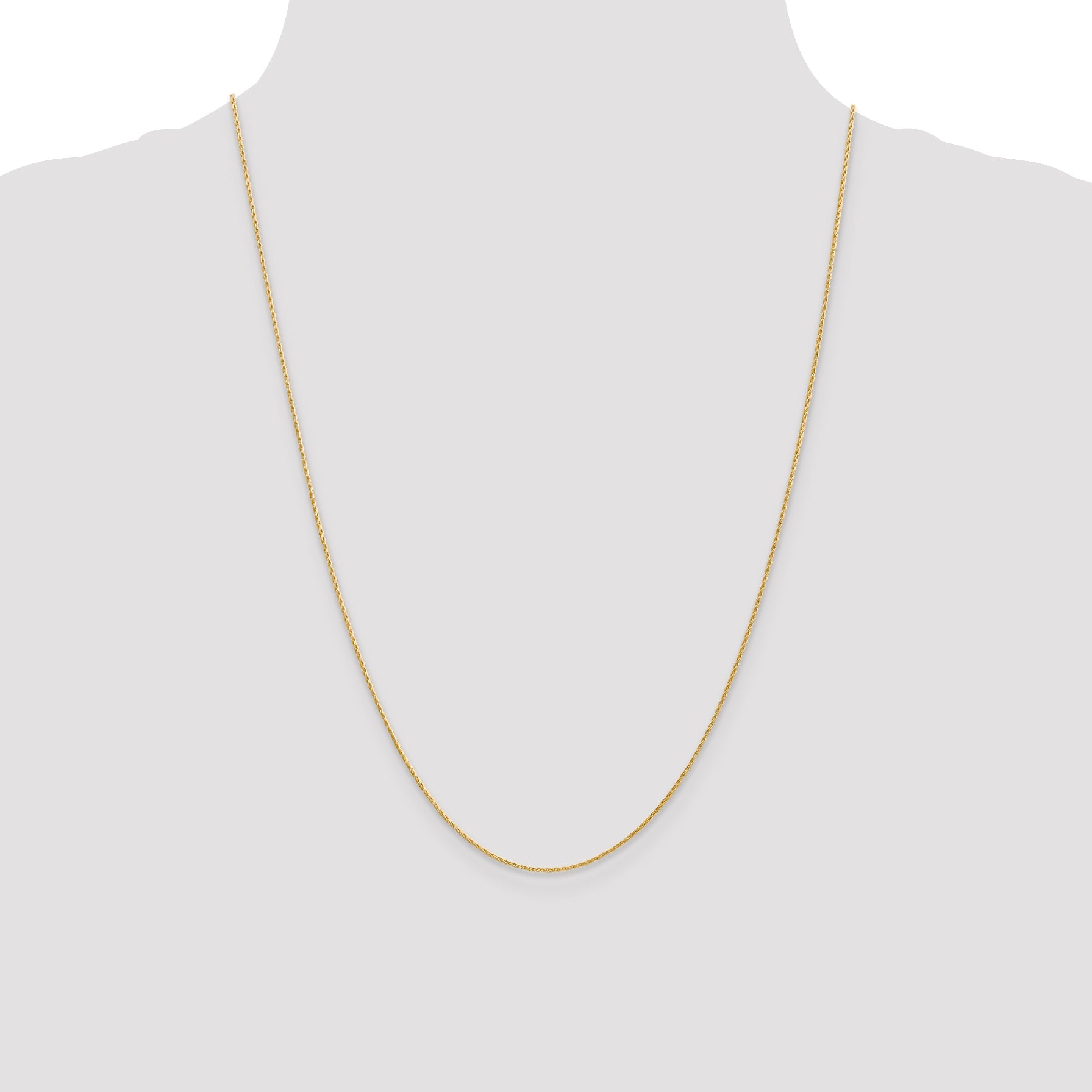14K Yellow Gold 24 Inch 1mm Round Parisian Wheat With Lobster Clasp Chain Necklace