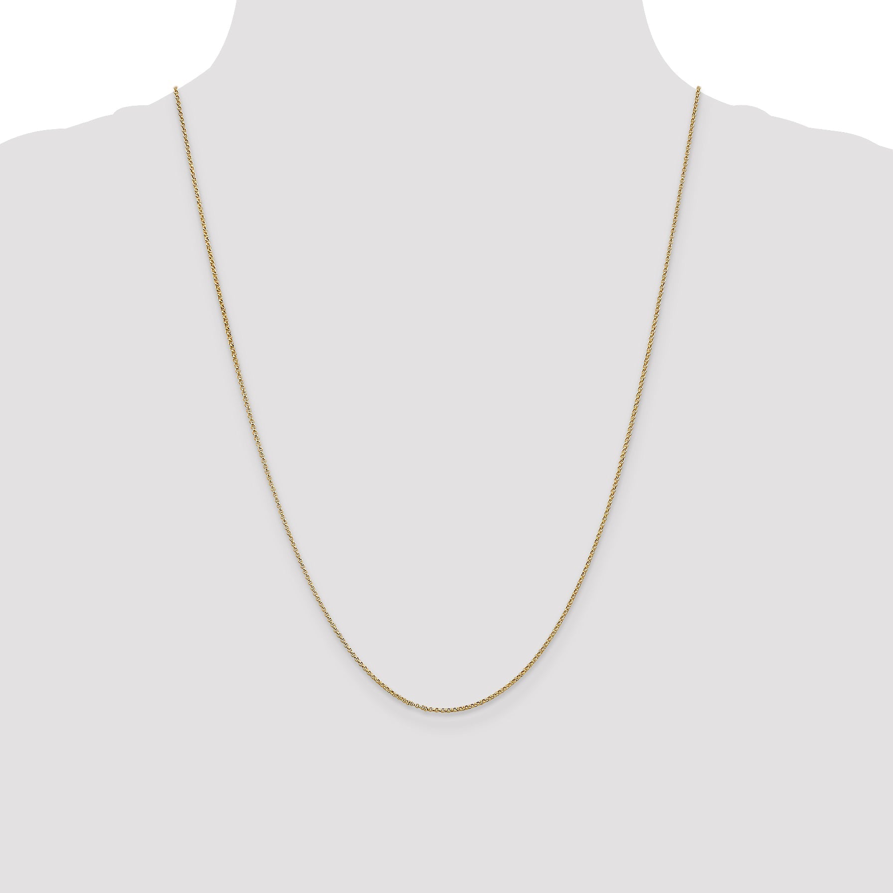 14K Yellow Gold 24 Inch 1.15mm Rolo With Lobster Clasp Pendant Chain Necklace