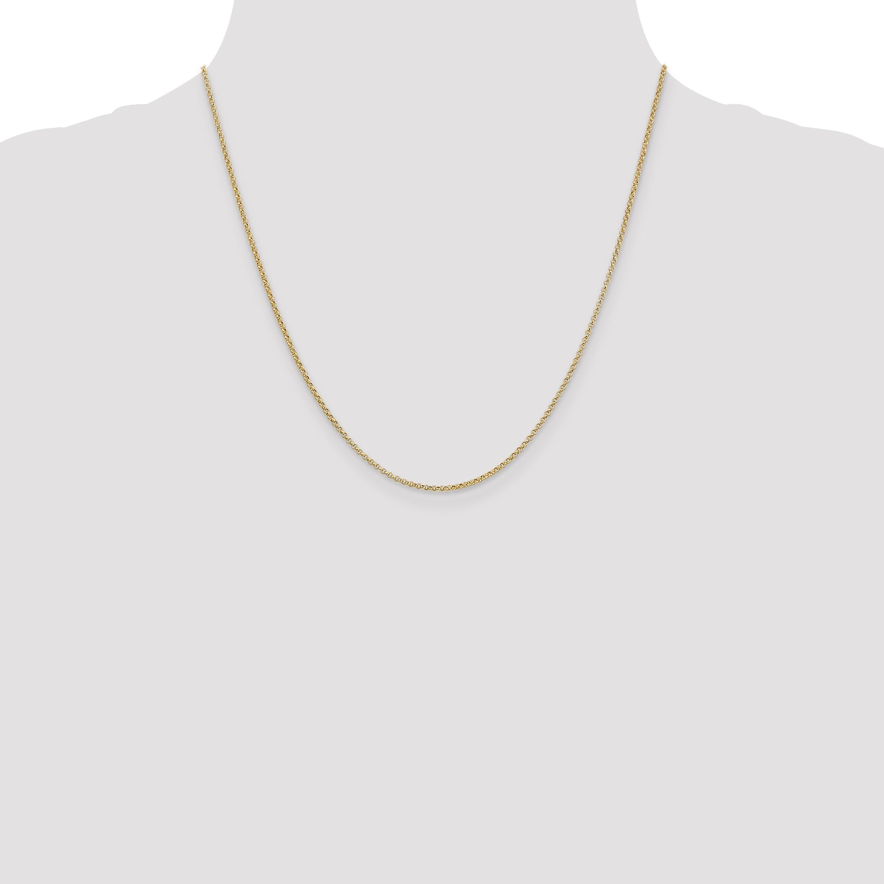 14K Yellow Gold 20 Inch 1.55mm Rolo With Lobster Clasp Pendant Chain Necklace
