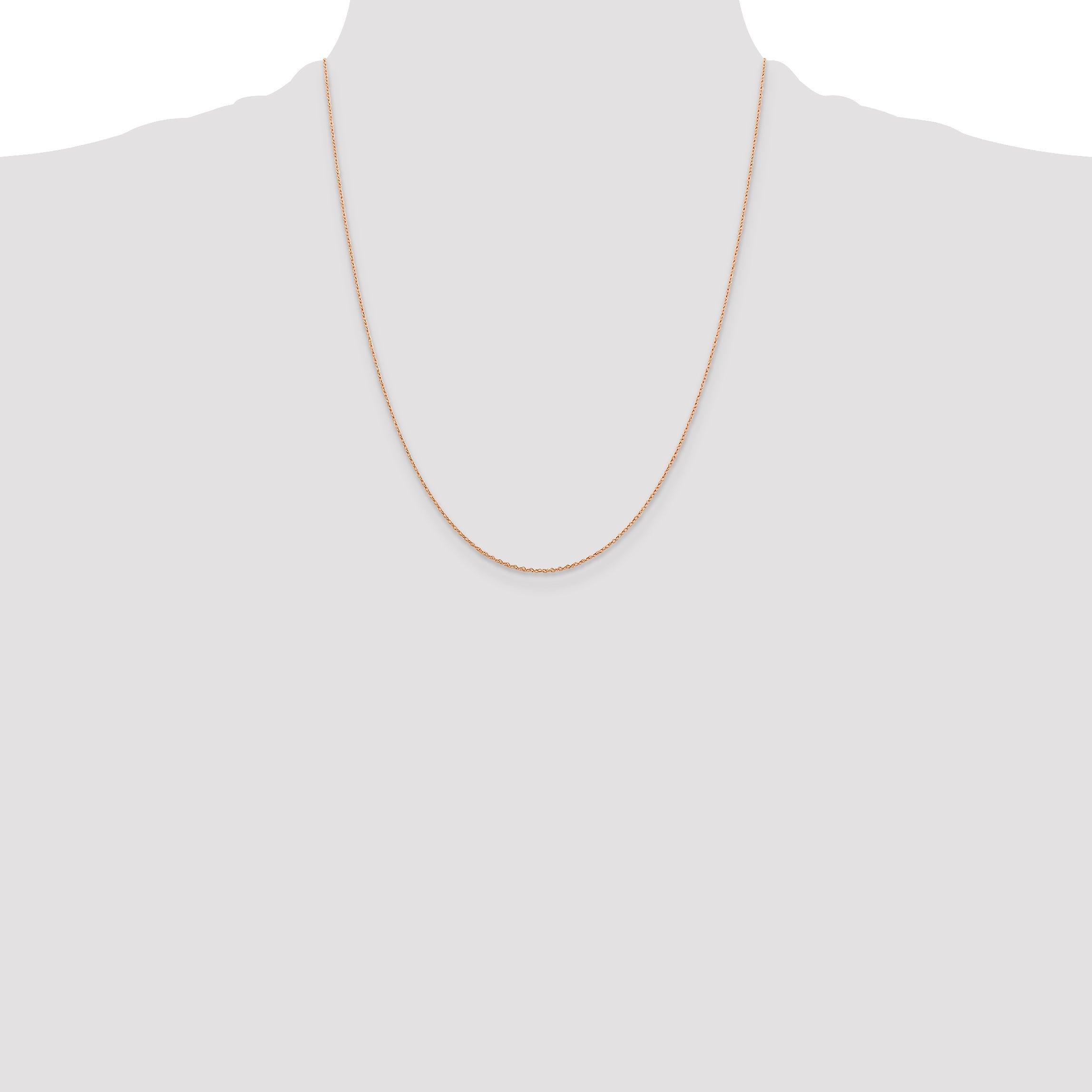 14K Rose Gold 22 Inch .5mm Baby Rope With Spring Ring Clasp Chain Necklace