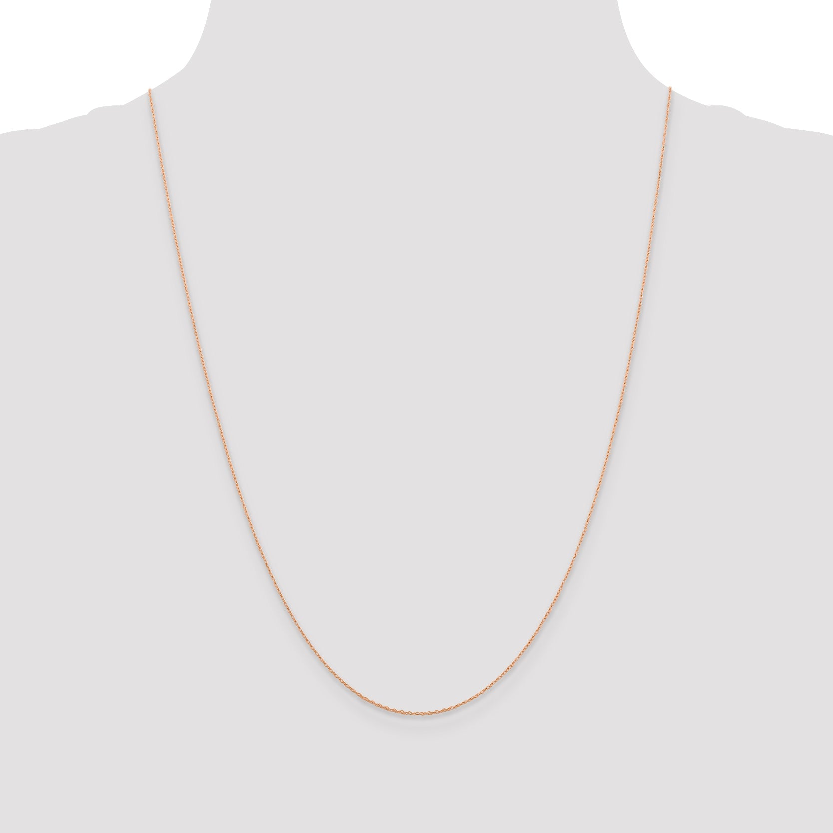 14K Rose Gold 24 Inch .5mm Baby Rope With Spring Ring Clasp Chain Necklace