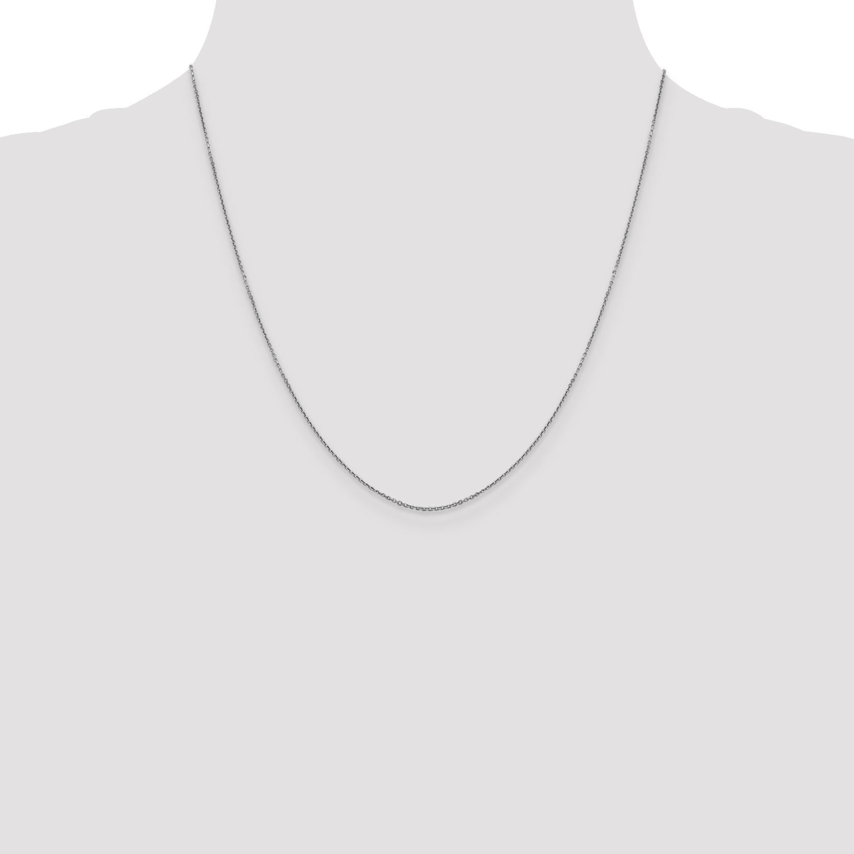 14K White Gold 20 Inch .9mm Diamond-Cut Round Open Link Cable With Lobster Clasp Chain Necklace