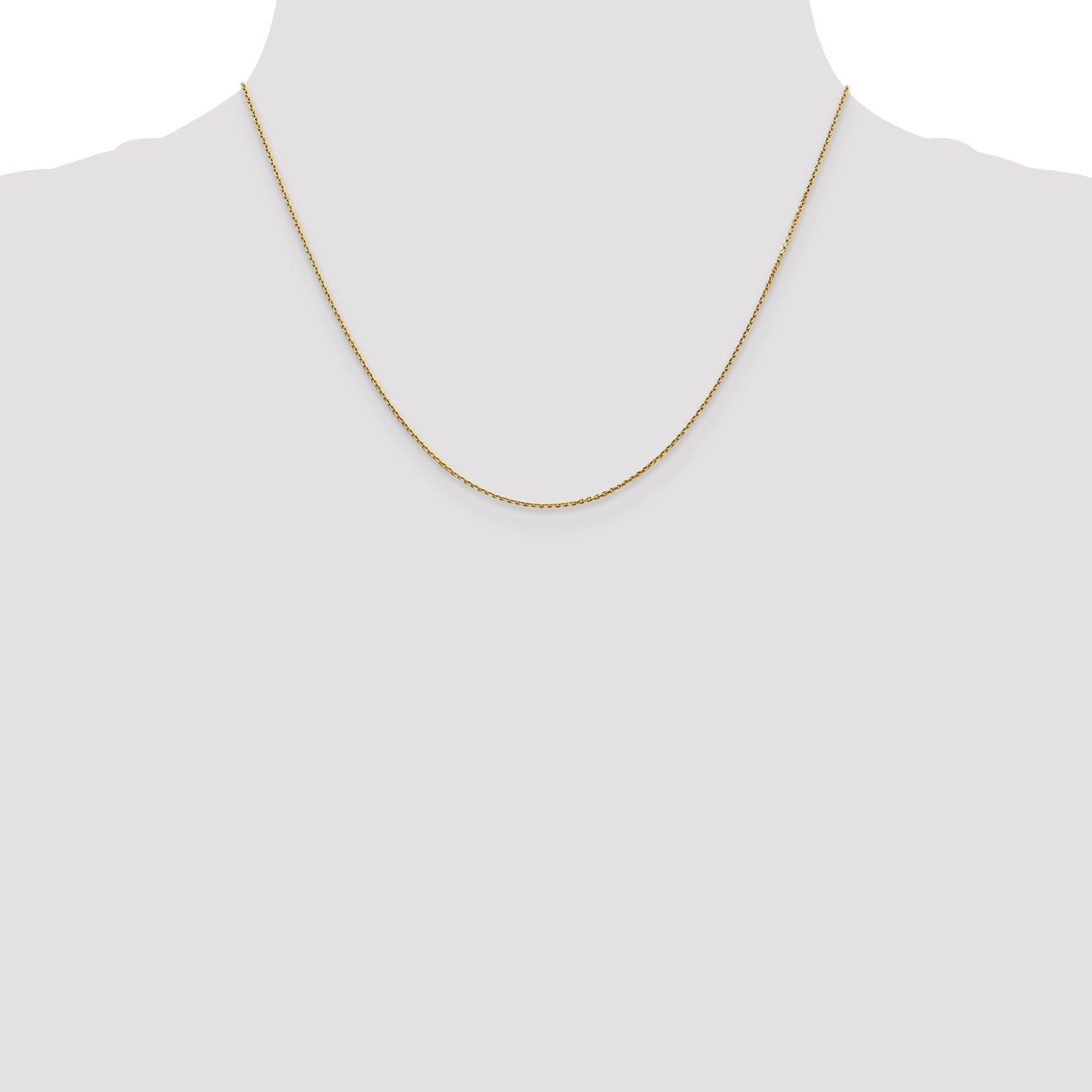 14K Yellow Gold 18 Inch .9mm Diamond-Cut Round Open Link Cable With Lobster Clasp Chain Necklace
