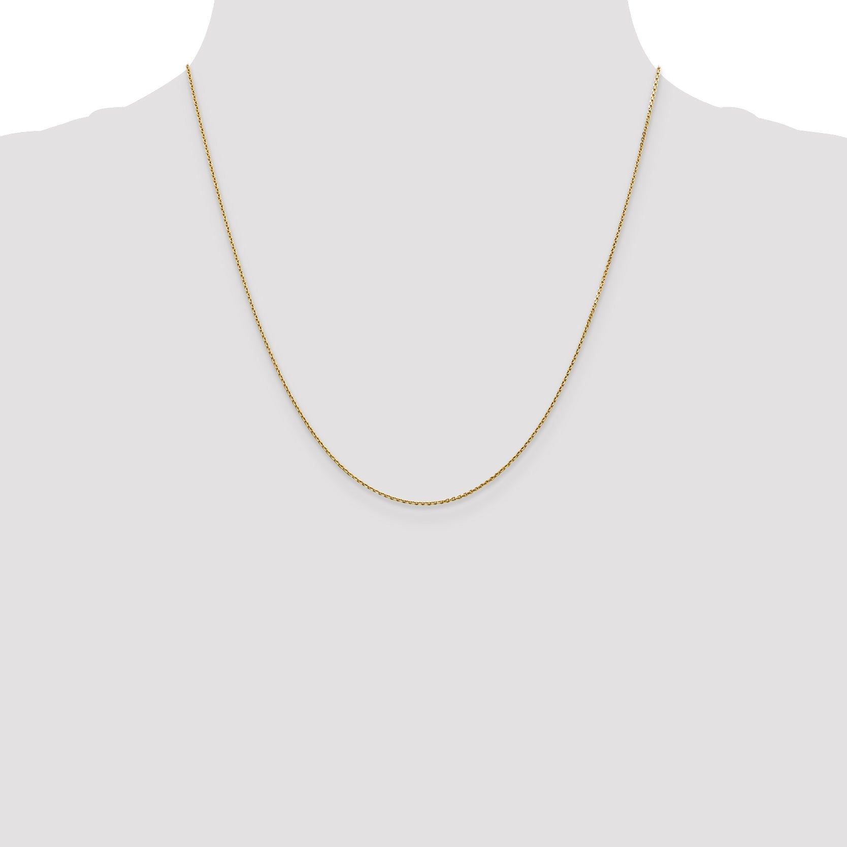 14K Yellow Gold 20 Inch .9mm Diamond-Cut Round Open Link Cable With Lobster Clasp Chain Necklace