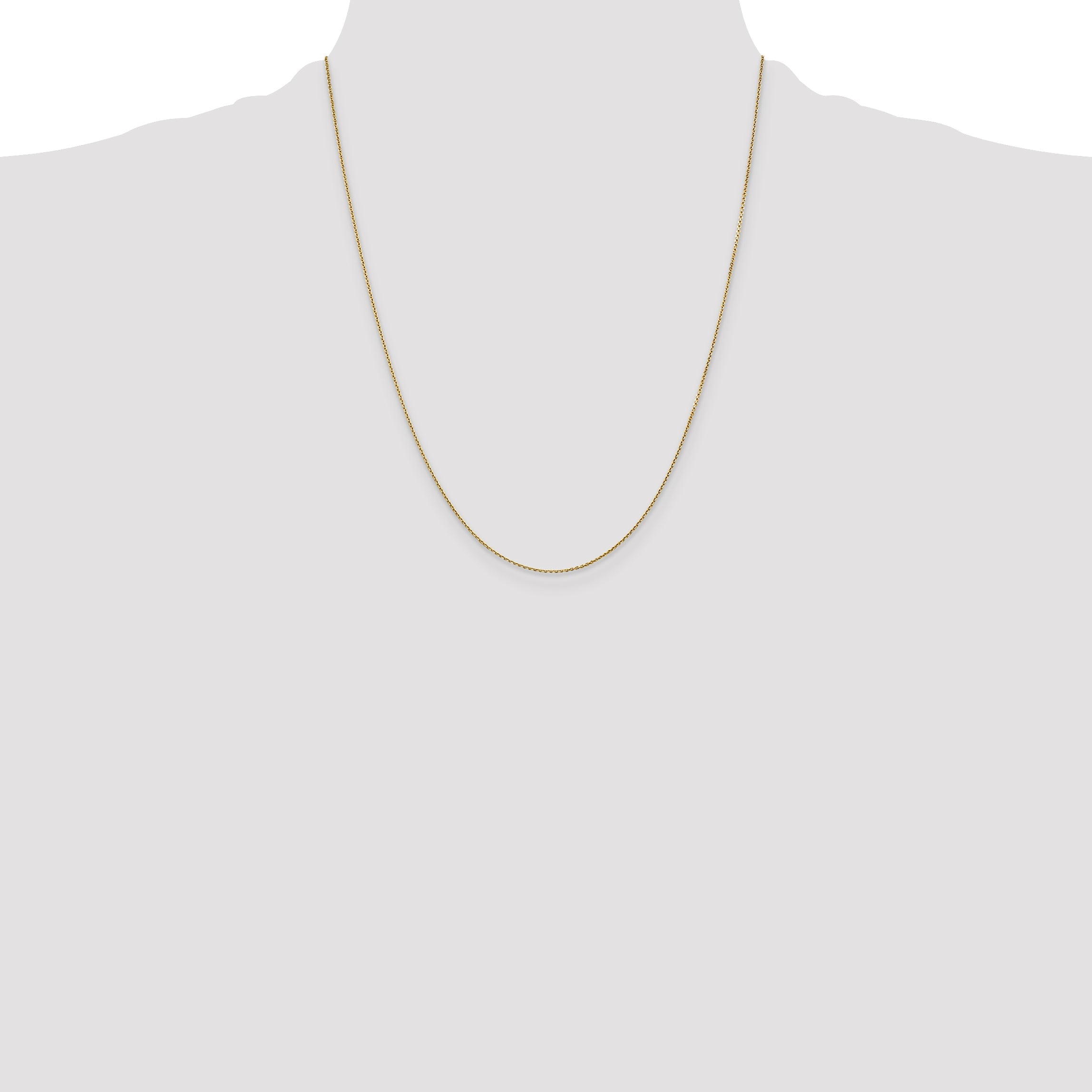 14K Yellow Gold 22 Inch .9mm Diamond-Cut Round Open Link Cable With Lobster Clasp Chain Necklace