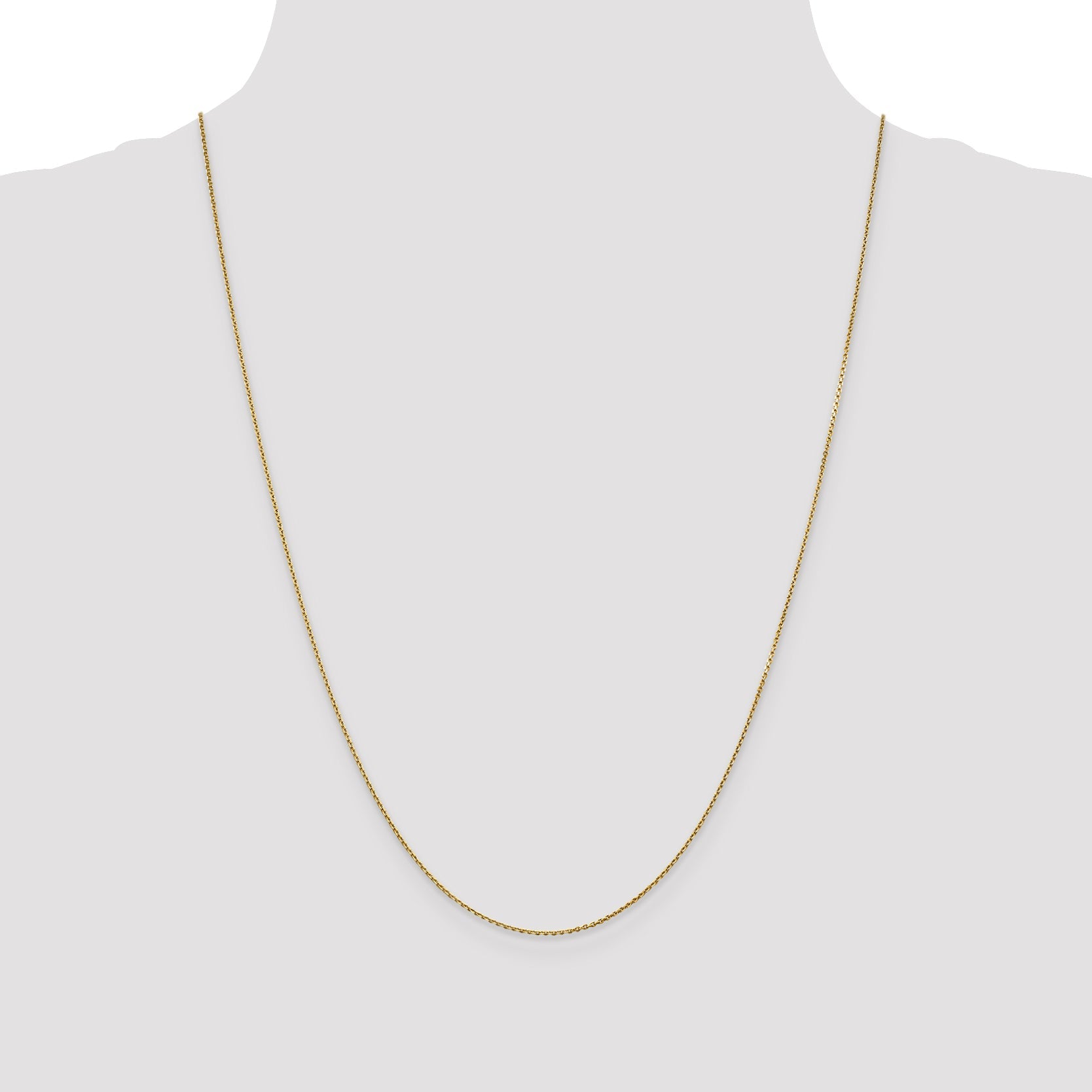 14K Yellow Gold 24 Inch .9mm Diamond-Cut Round Open Link Cable With Lobster Clasp Chain Necklace