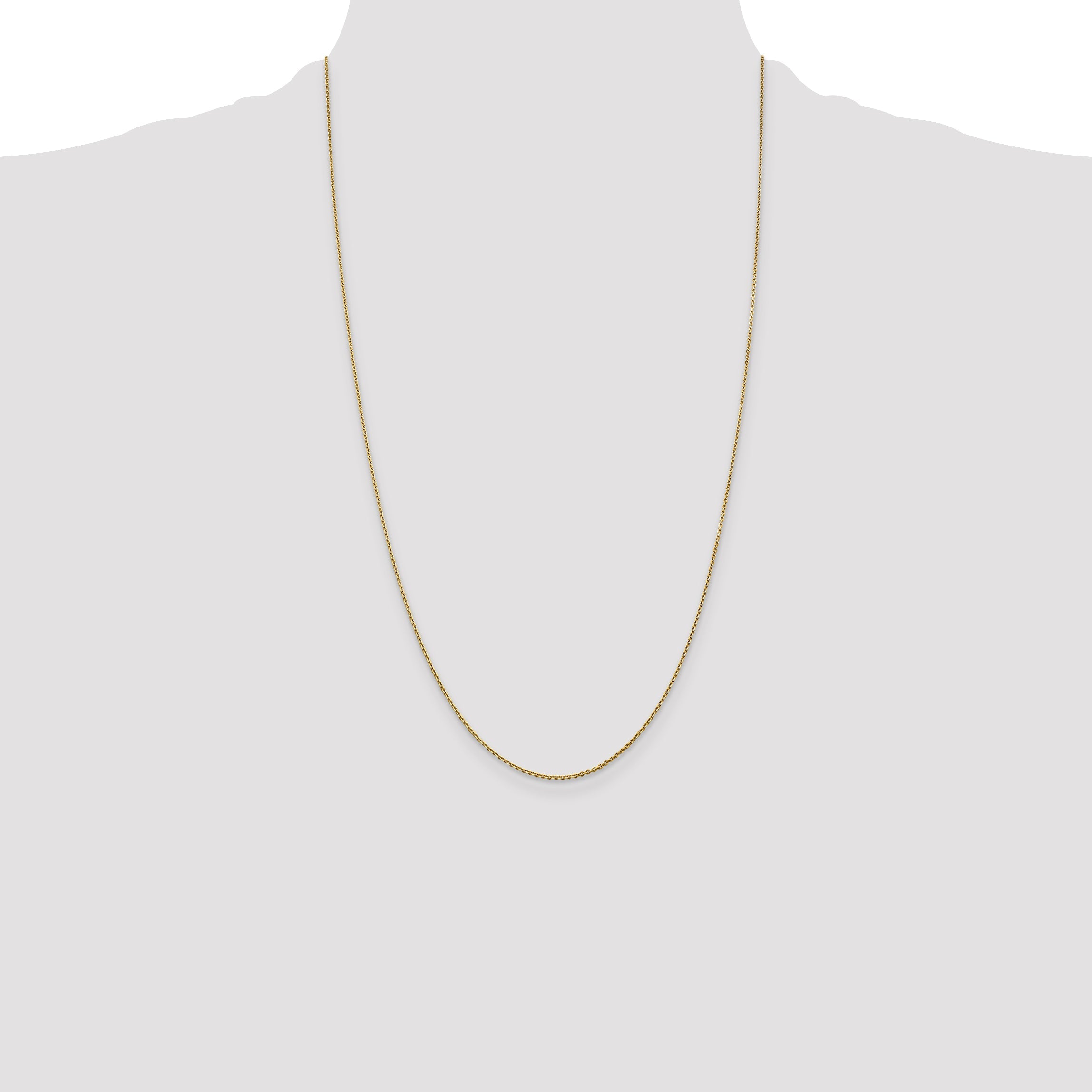 14K Yellow Gold 26 Inch .9mm Diamond-Cut Round Open Link Cable With Lobster Clasp Chain Necklace
