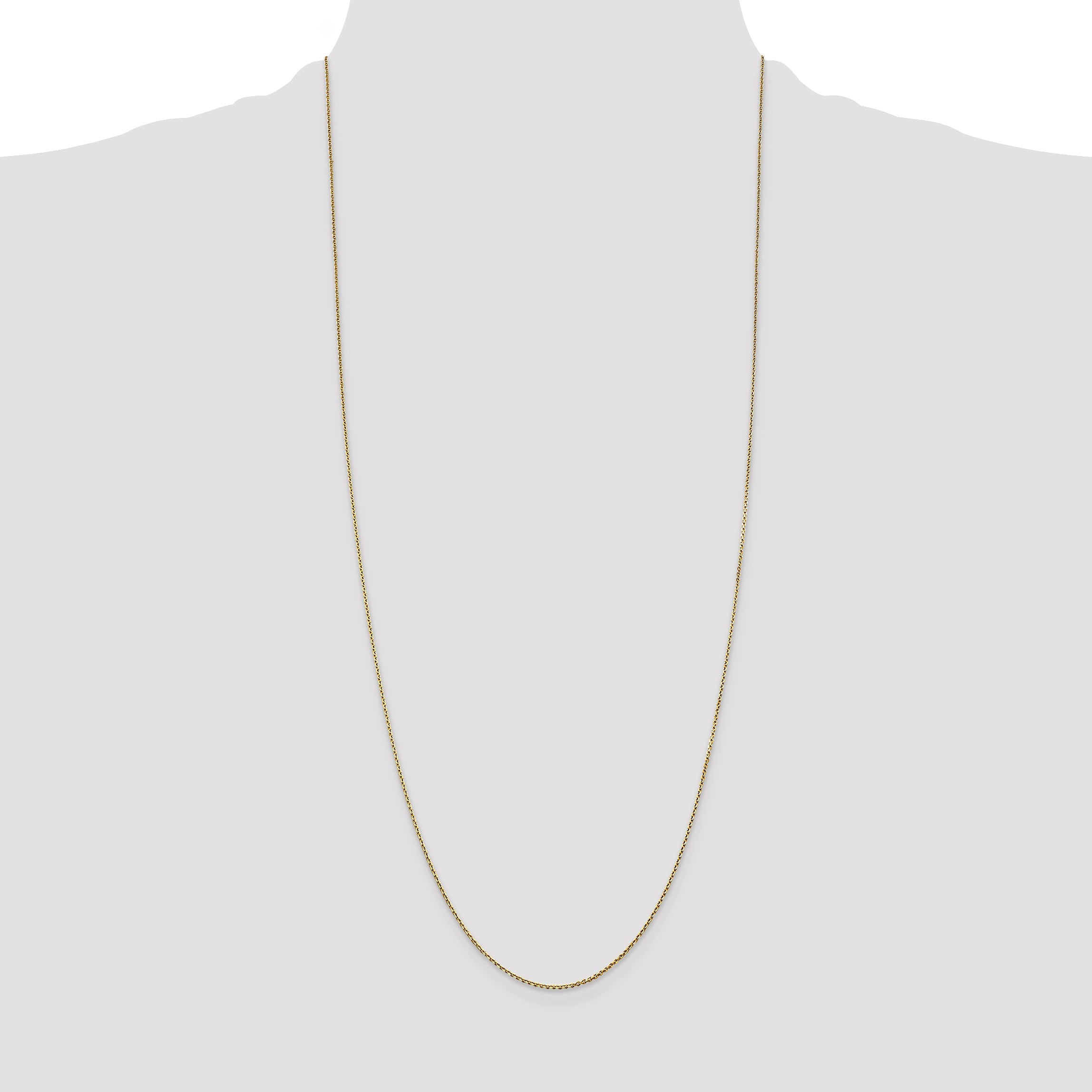 14K Yellow Gold 30 Inch .9mm Diamond-Cut Round Open Link Cable With Lobster Clasp Chain Necklace