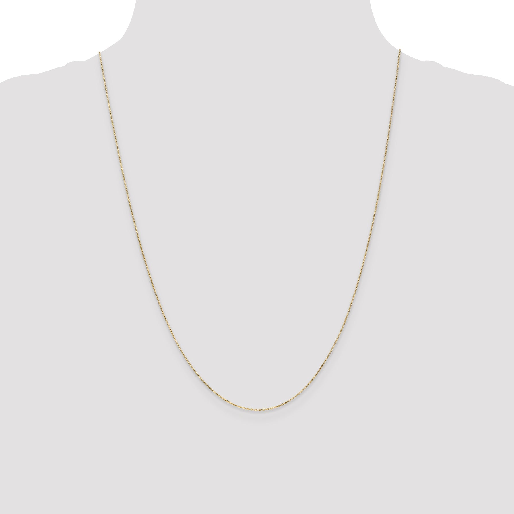 14K Yellow Gold 24 Inch .8mm Diamond-Cut Cable With Spring Ring Clasp Chain Necklace