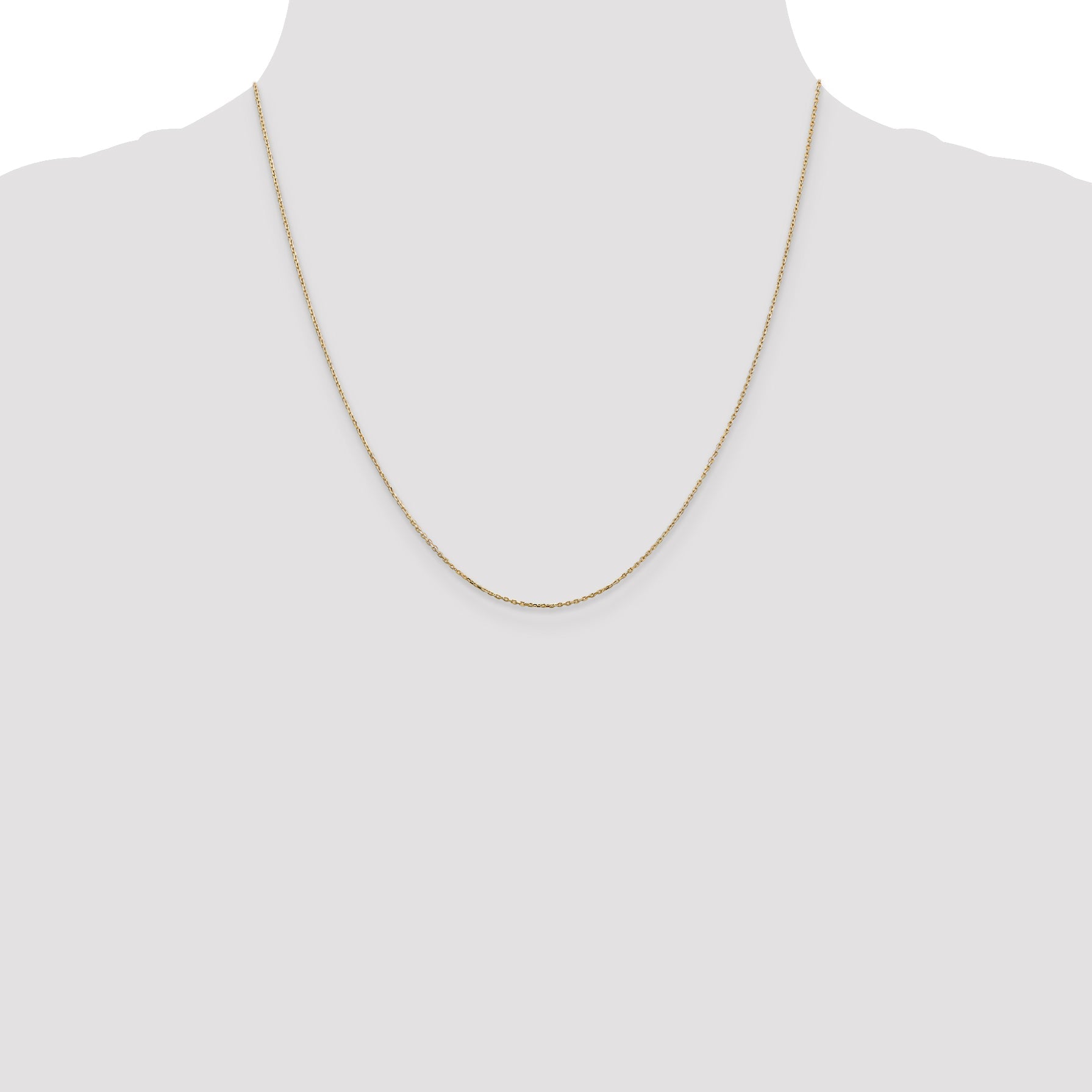 14K Yellow Gold 20 Inch .8mm Diamond-Cut Cable With Lobster Clasp Chain Necklace