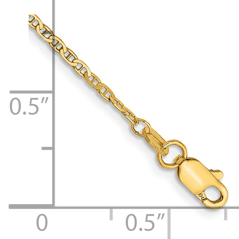 14K Yellow Gold 10 Inch 1.5mm Lightweight Flat Anchor Link With Lobster Clasp Chain Anklet