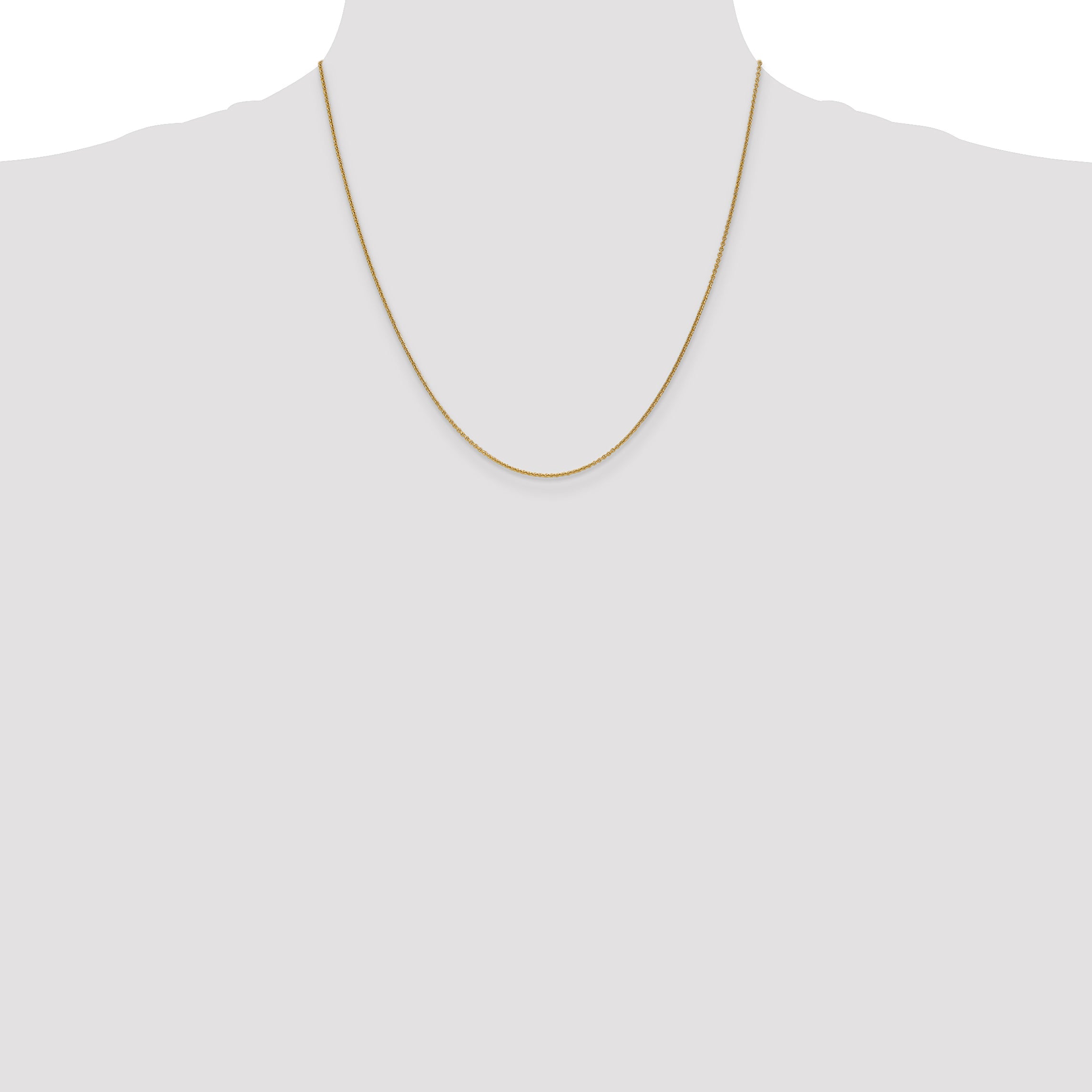 14K Yellow Gold 20 Inch 1mm Round Open Link Cable With Lobster Clasp Chain Necklace