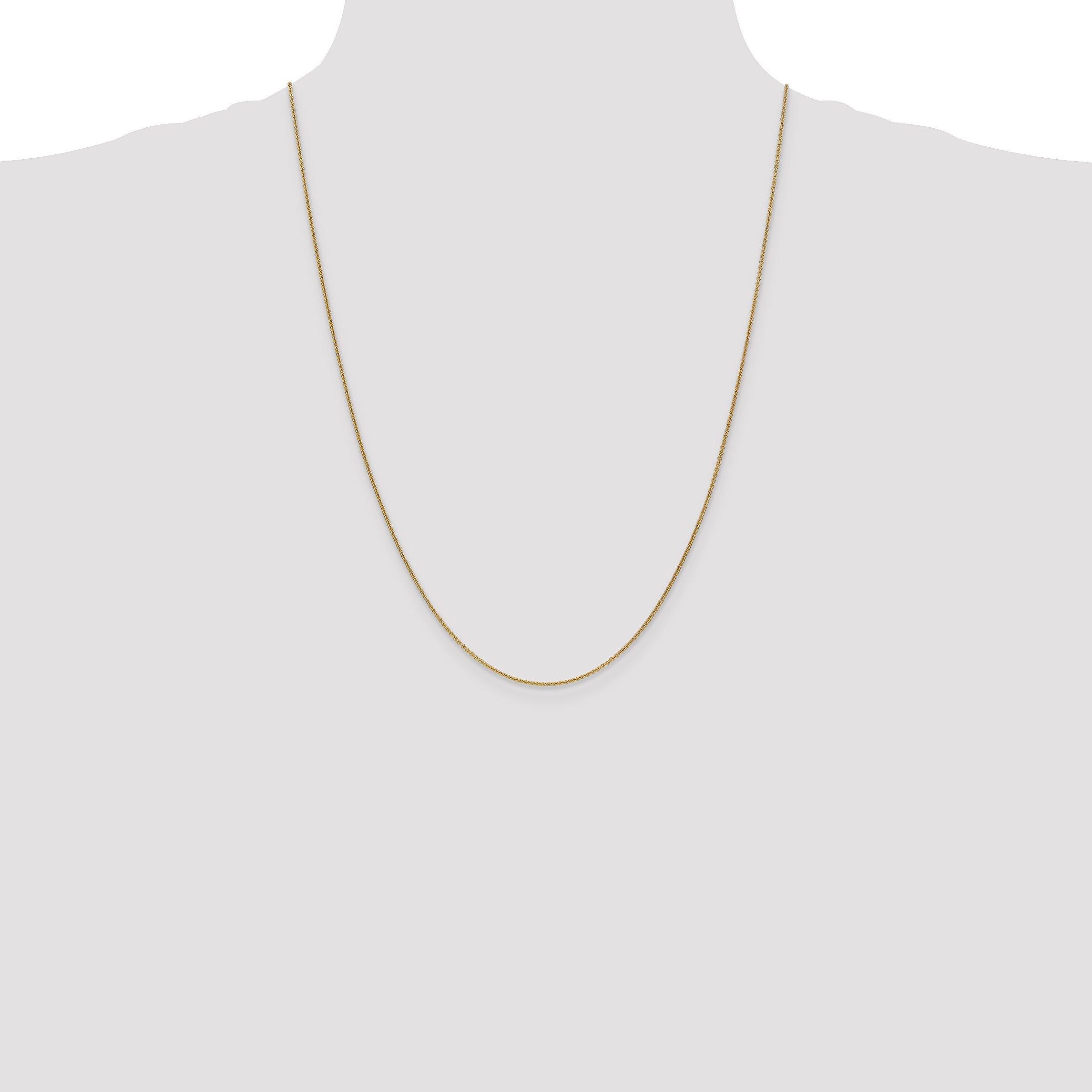 14K Yellow Gold 24 Inch 1mm Round Open Link Cable With Lobster Clasp Chain Necklace