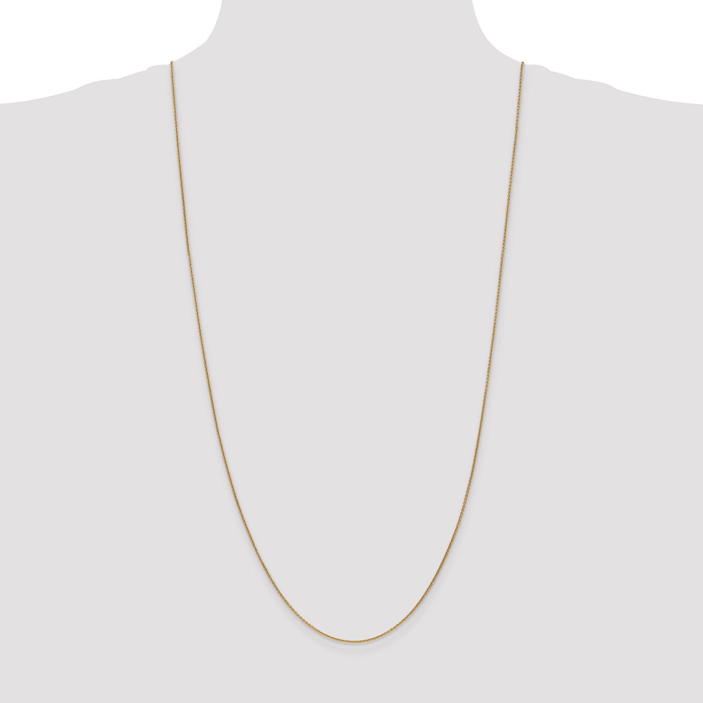 14K Yellow Gold 30 Inch 1mm Round Open Link Cable With Lobster Clasp Chain Necklace