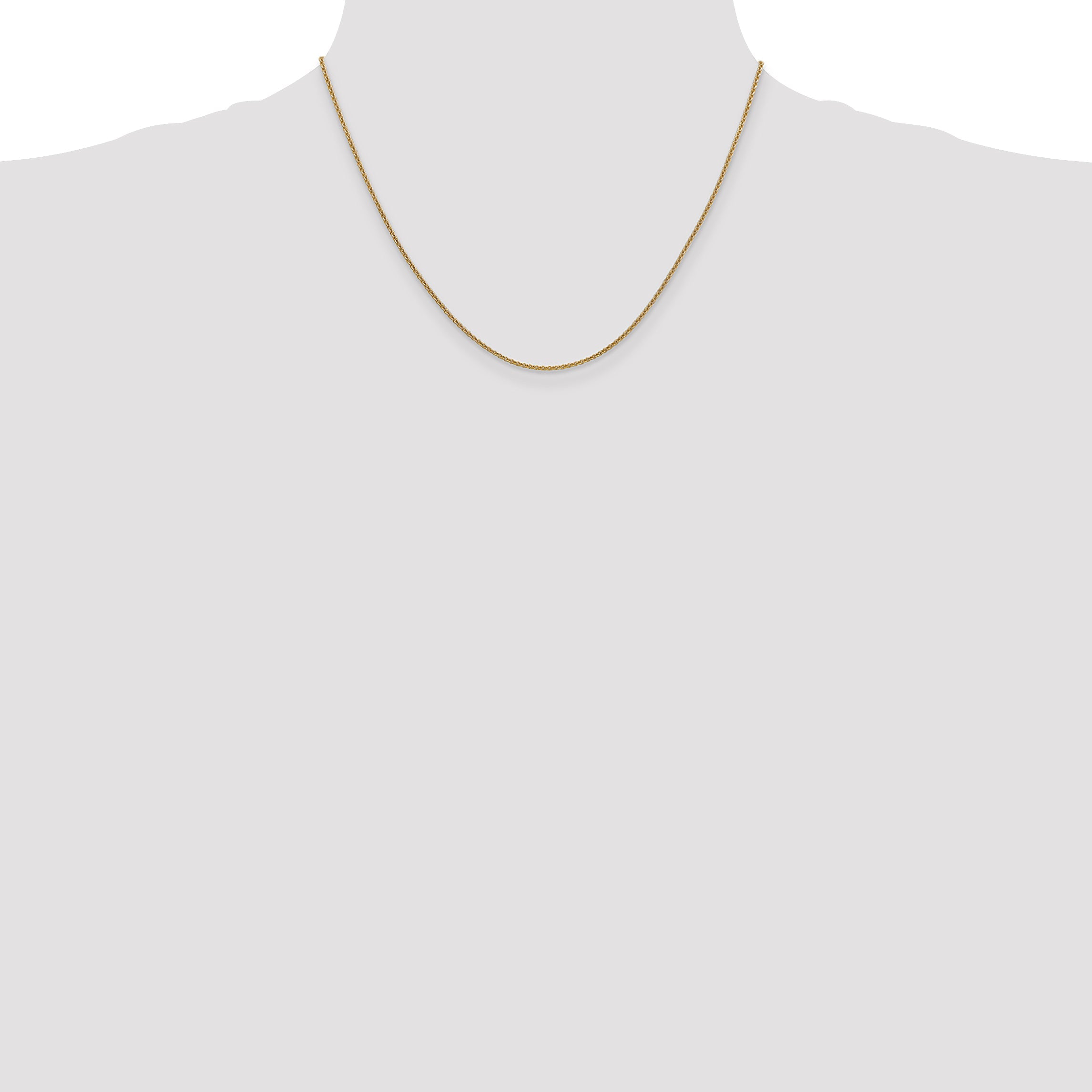 14K Yellow Gold 18 Inch 1.4mm Round Open Link Cable With Lobster Clasp Chain Necklace