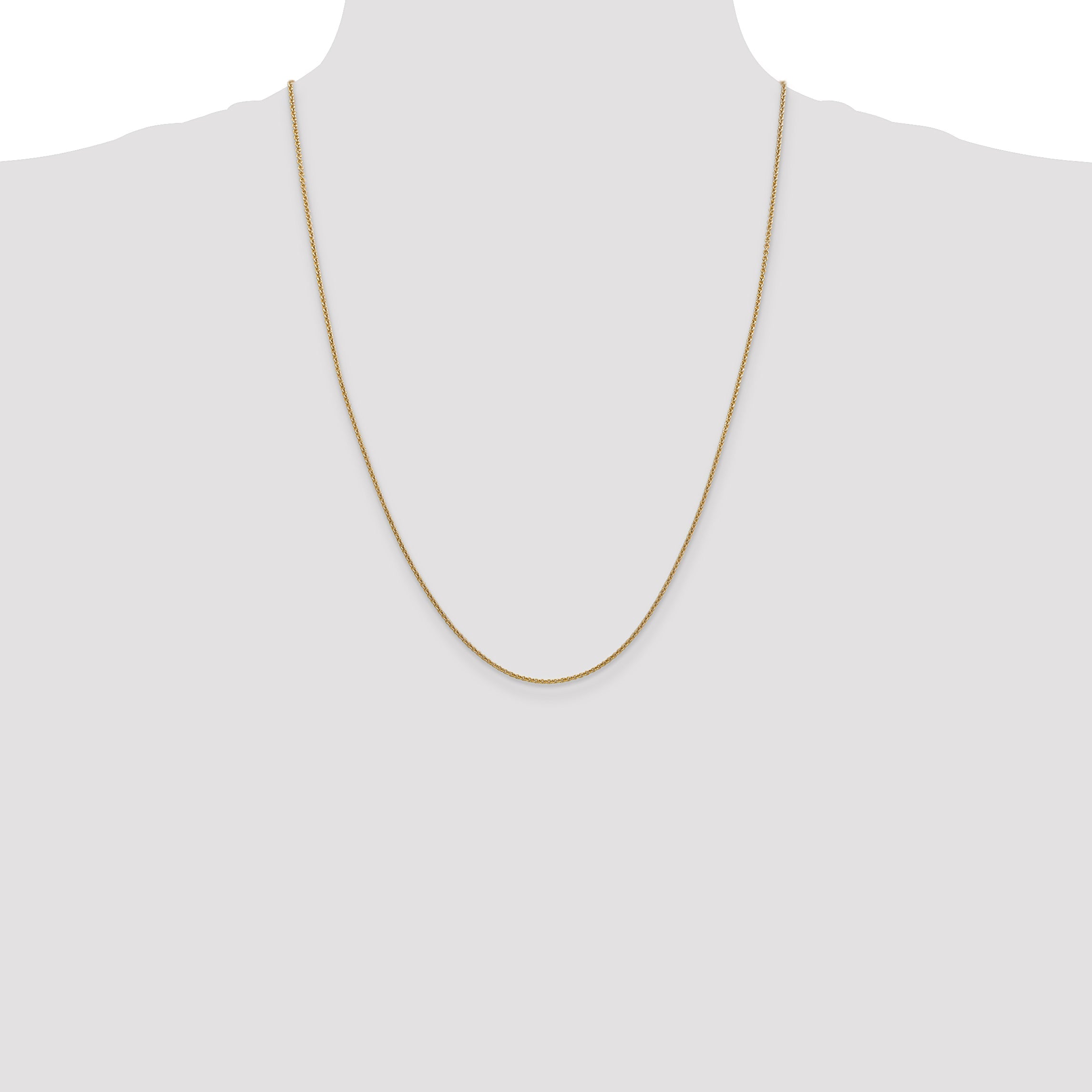 14K Yellow Gold 24 Inch 1.4mm Round Open Link Cable With Lobster Clasp Chain Necklace